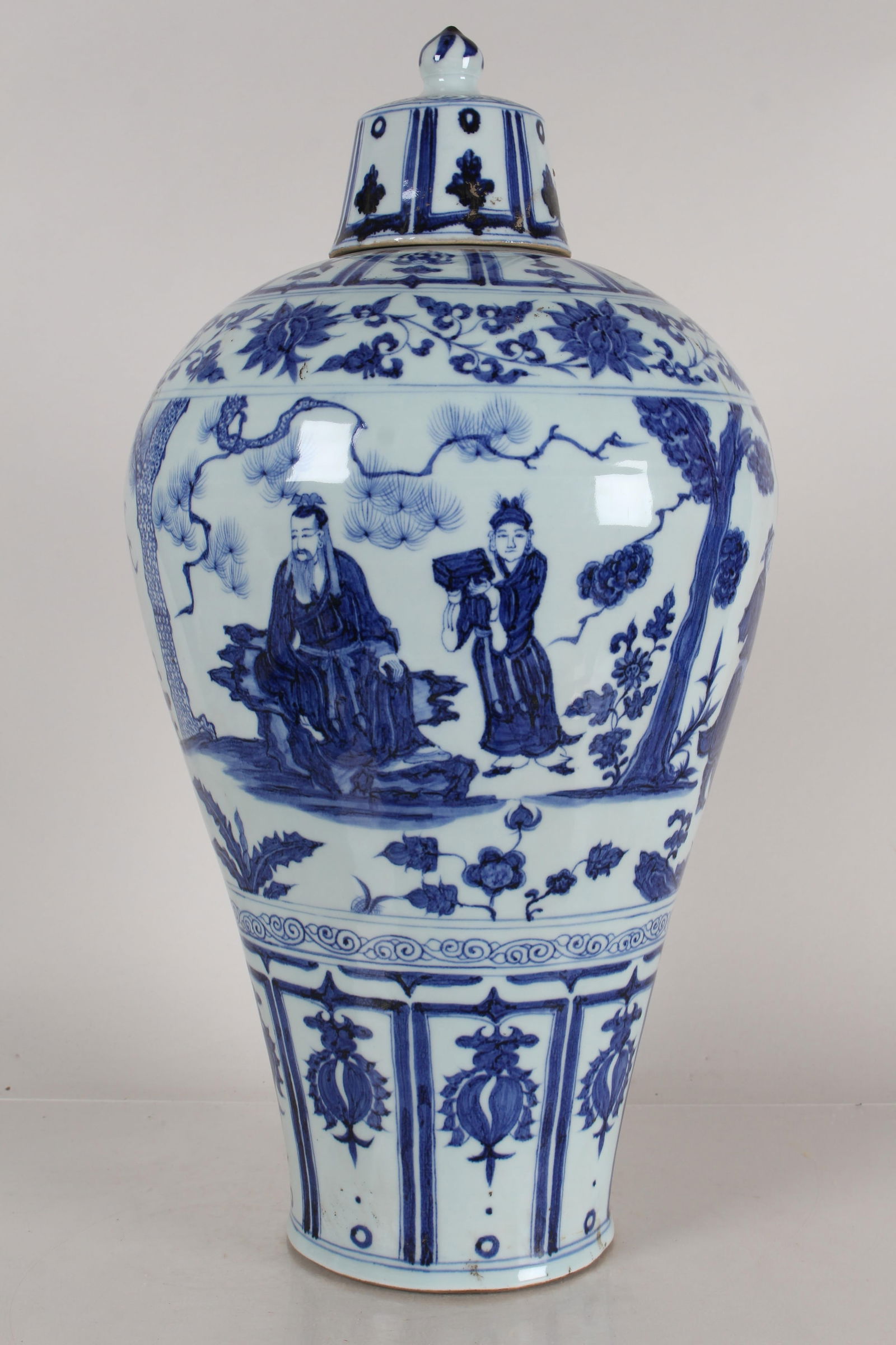 A Chinese Lidded Blue and White Story-telling Porcelain Fortune Vase (1 of 7)