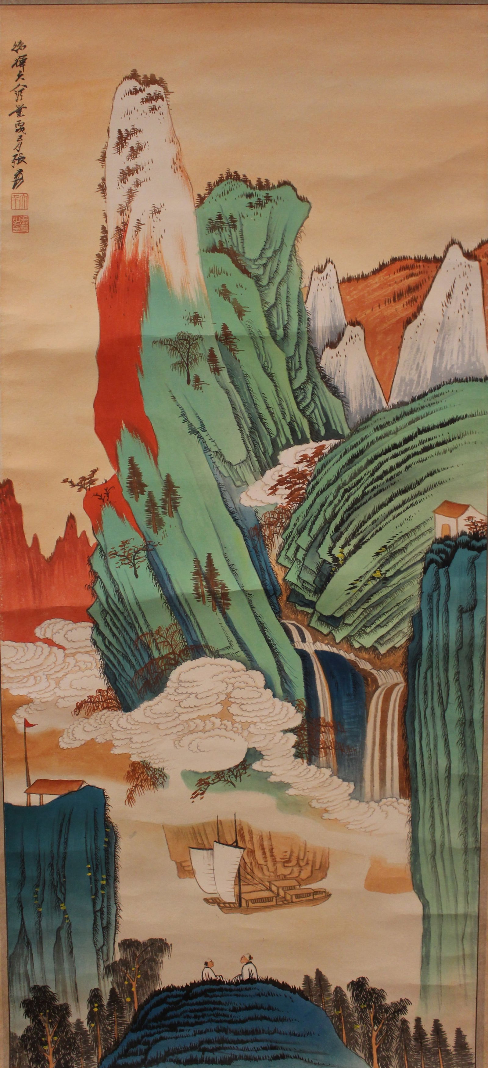 A Chinese Mountain-view Detailed Fortune Scroll: A Chinese Mountain-view Detailed Fortune Scroll . Length: 50(inch). Width: 25 (inch).