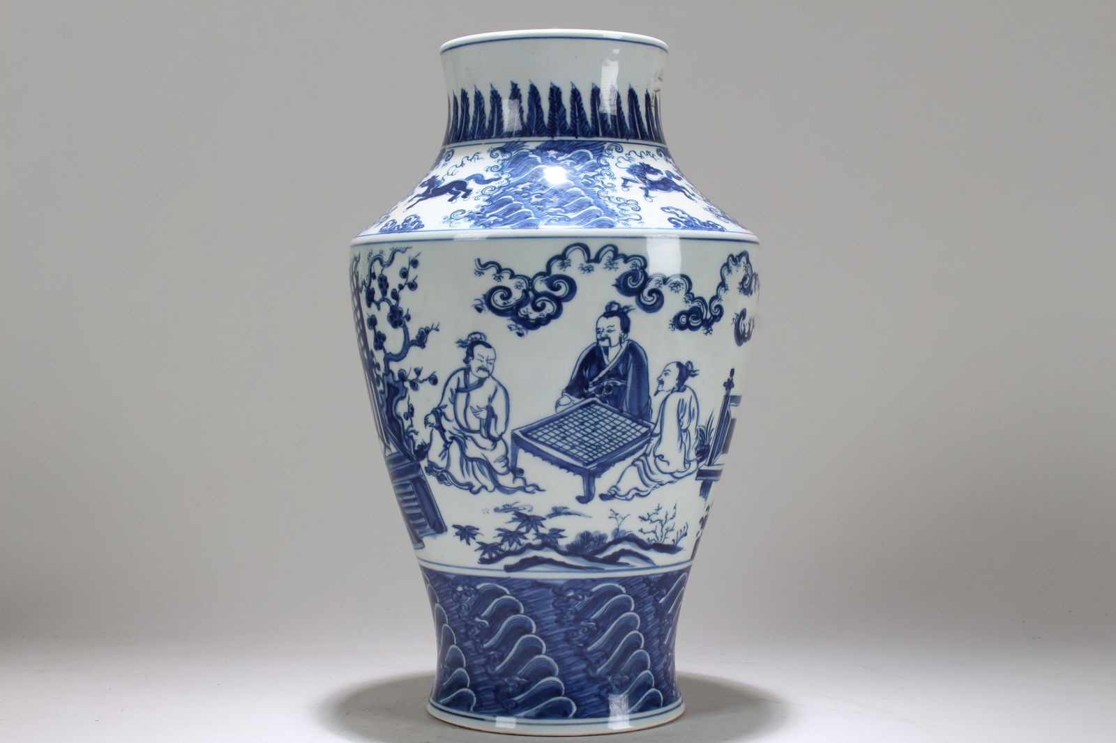 A Chinese Story-telling Blue and White Porcelain Fortune Vase (1 of 5)