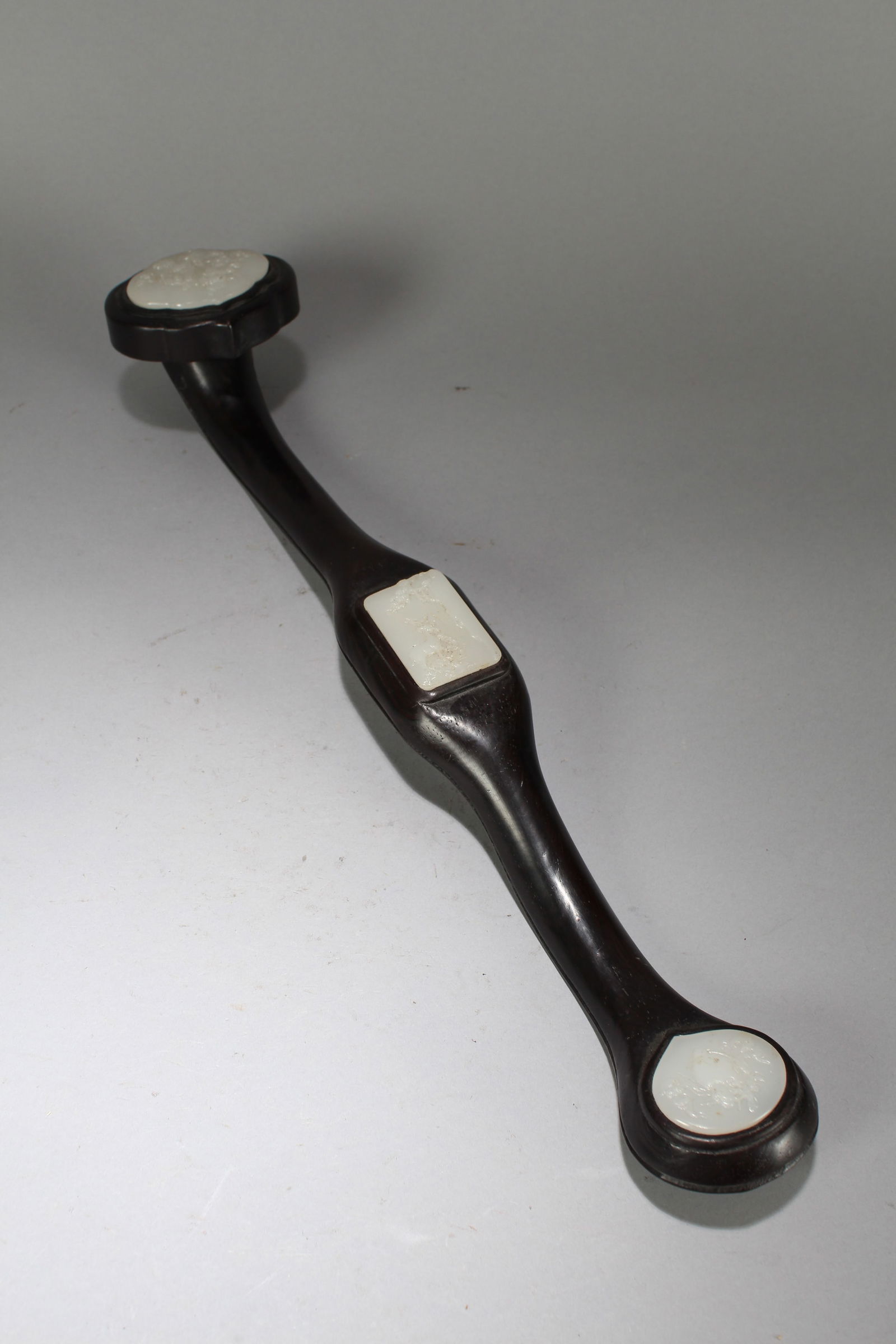 A Chinese Jade-inserted Fortune Wooden Ruyi (1 of 8)