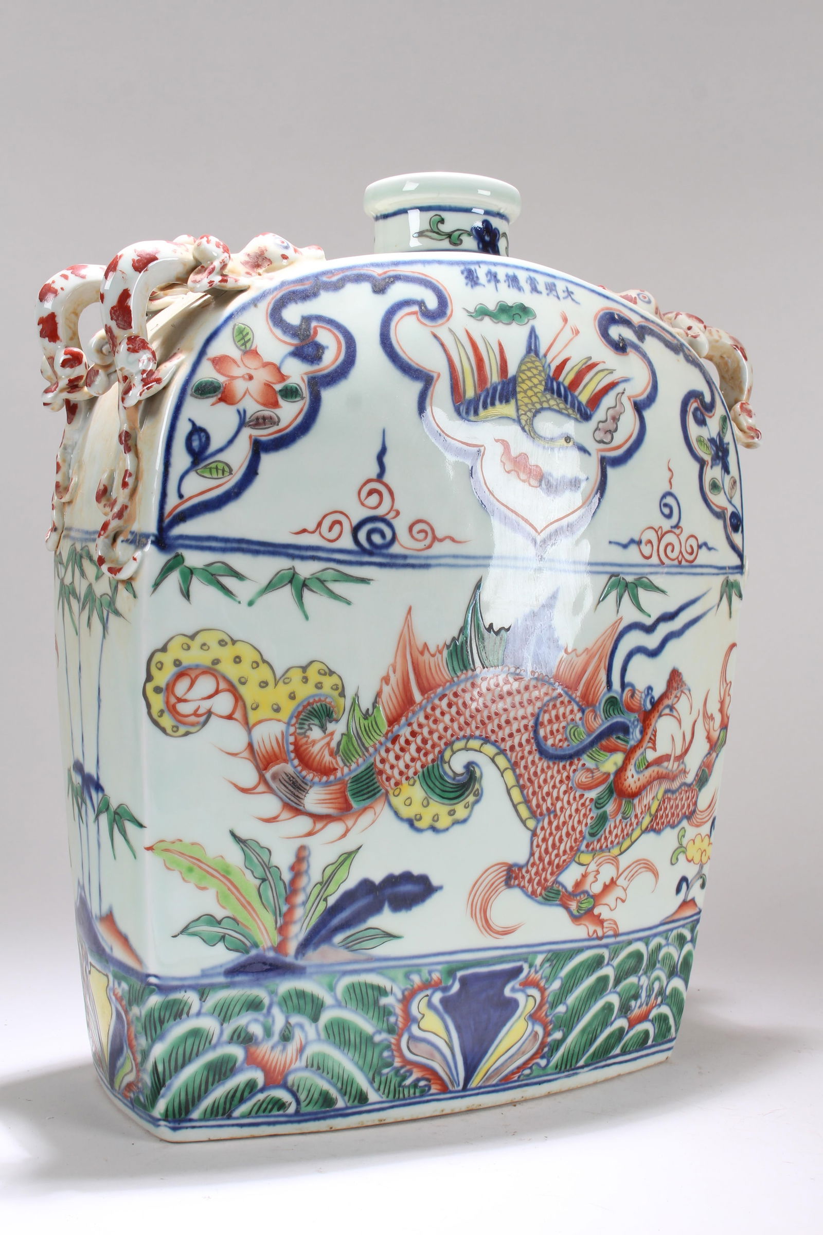 A Chinese Duo-handled Detailed Massive Fortune Porcelain Vase (1 of 6)