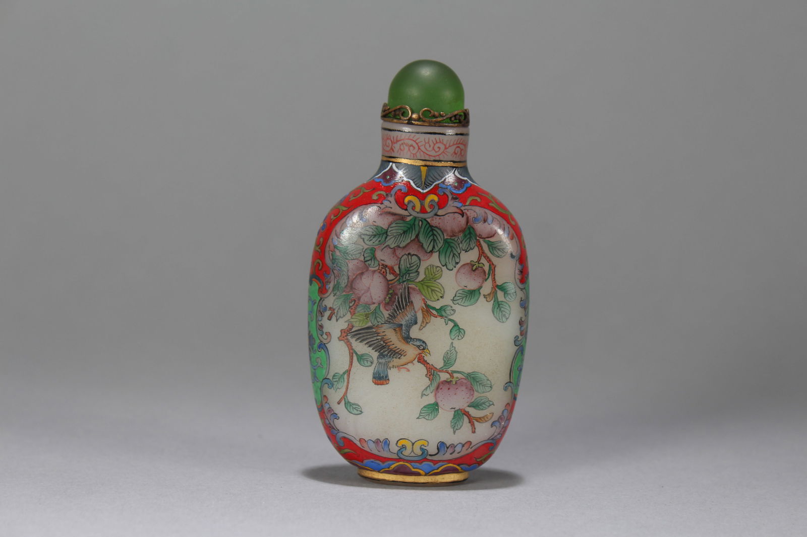 A Chinese Vividly-detailed Nature-sceen Fortune Snuff Bottle: A Chinese Vividly-detailed Nature-sceen Fortune Snuff Bottle. Height : 3.5 (inch). Width : 1.75 (inch). Length : 1 (inch).