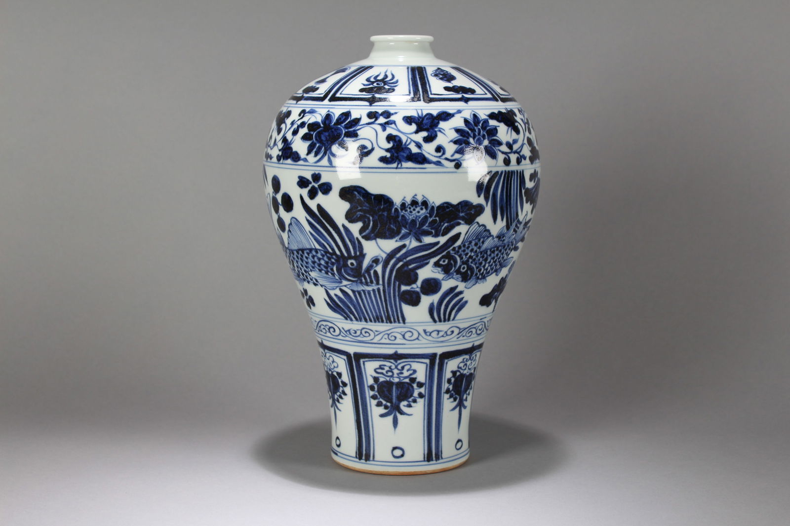 A Chinese Aqua-theme Blue and White Porcelain Fortune Vase (1 of 6)