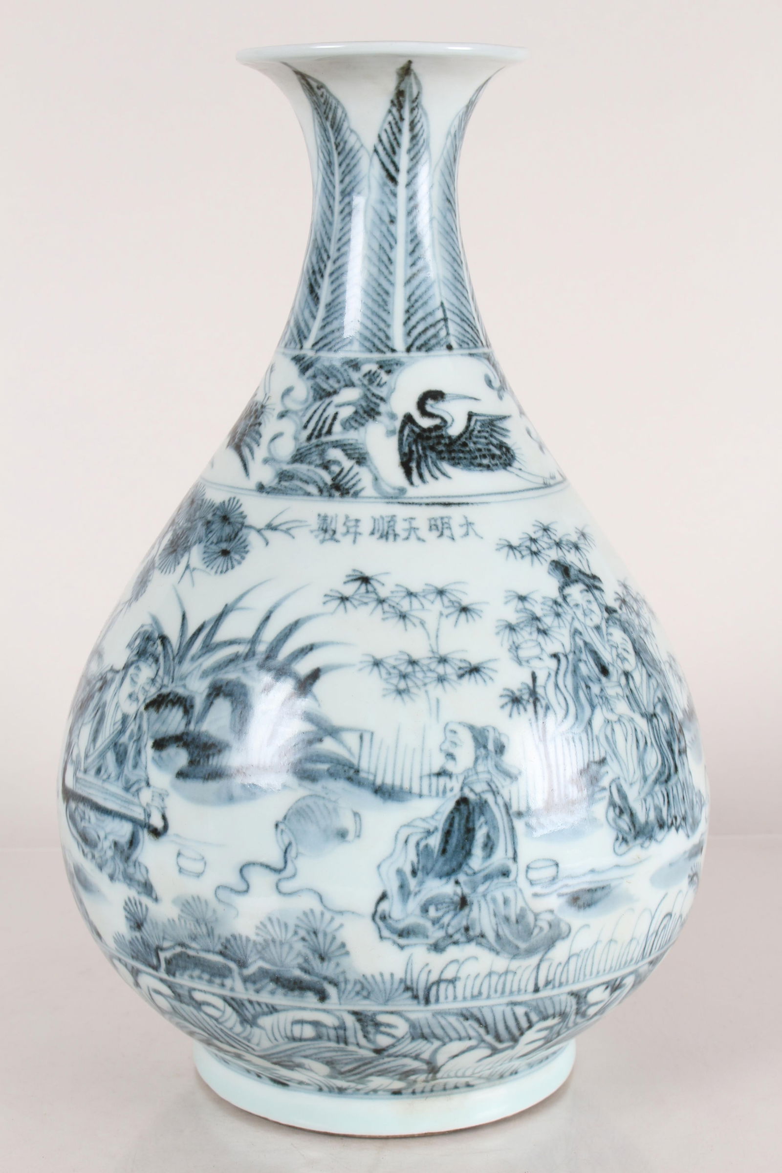 A Chinese Story-telling Detailed Blue and White Porcelain Fortune Vase: A Chinese Story-telling Detailed Blue and White Porcelain Fortune Vase . Height: 12.5 (inch).