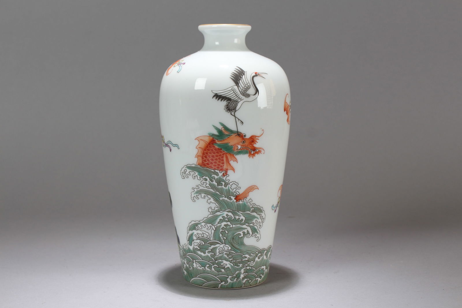 A Chinese Dragon-decorating Religious Porcelain Fortune Vase: A Chinese Dragon-decorating Religious Porcelain Fortune Vase. Height: 9 (inch). Width: 4 (inch).