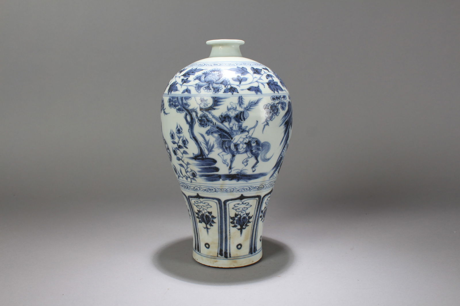 A Chinese Blue and White Story-telling Porcelain Fortune Vase: A Chinese Blue and White Story-telling Porcelain Fortune Vase. Height: 10.25 (inch). Width: 6 (inch).