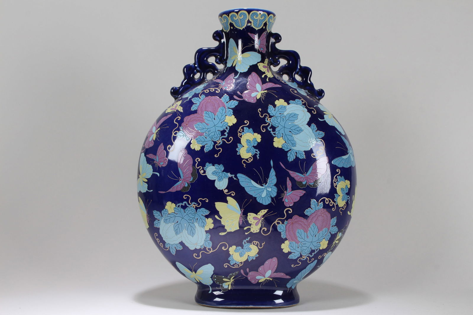 A Chinese Duo-handled Dark-coding Butterfly-fortune Porcelain Vase (1 of 5)