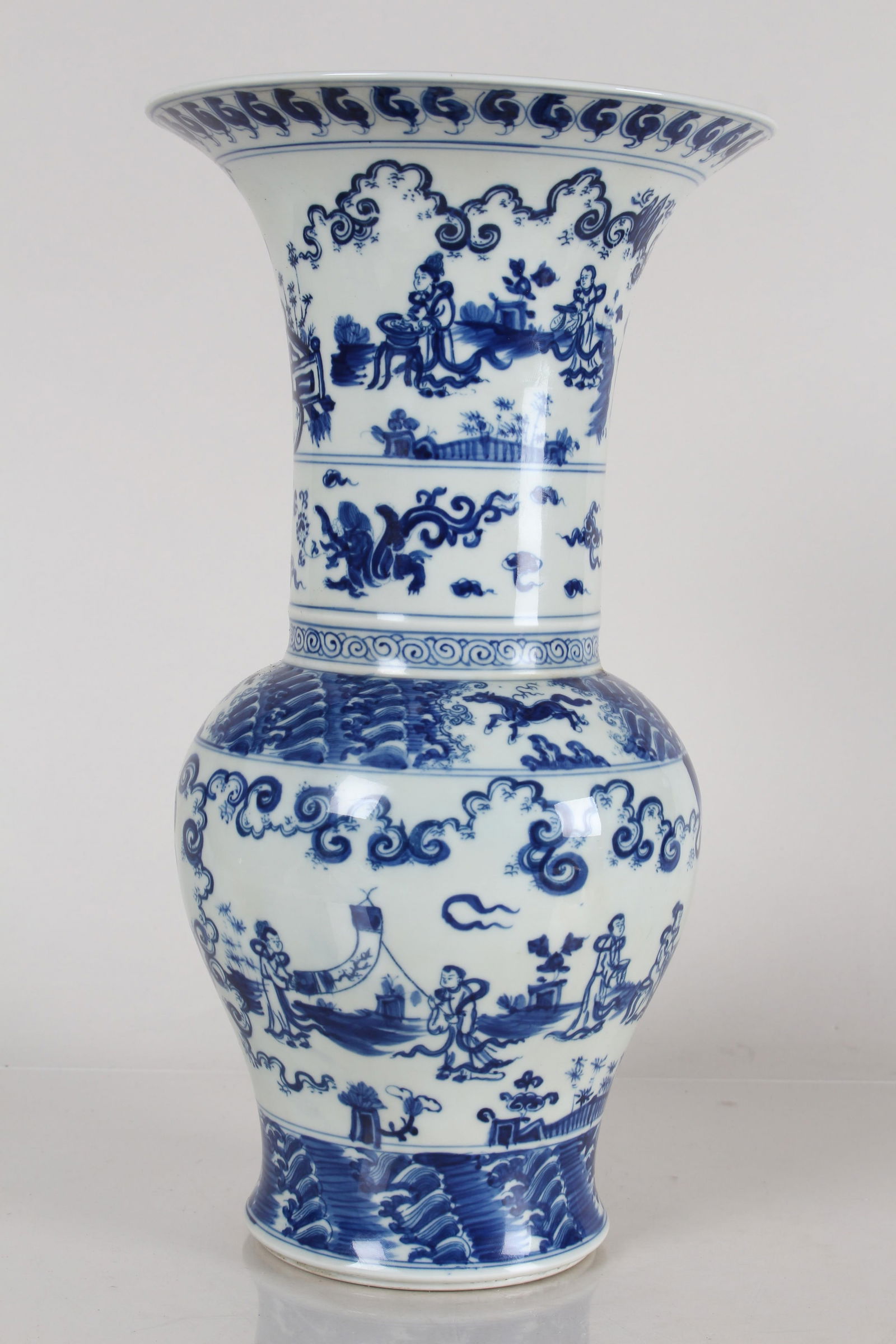 A Chinese Story-telling Flat-opening Story-telling Blue and White Porcelain Fortune Vase (1 of 6)