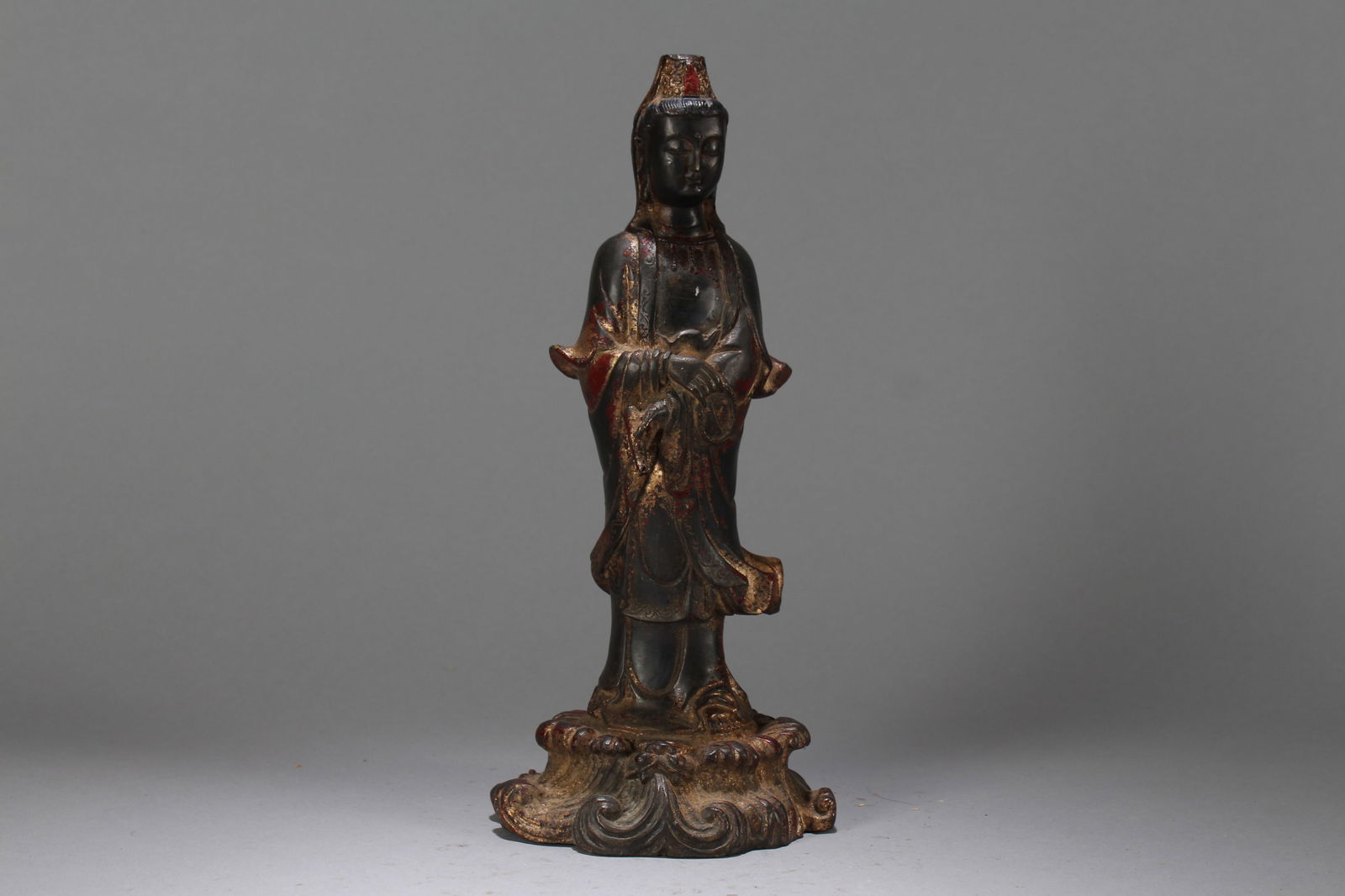 A Chinese Religious Fortune Buddha Statue: A Chinese Religious Fortune Buddha Statue. Height: 10.75 (inch). Length: 4.75 (inch). Width: 4.5 (inch).