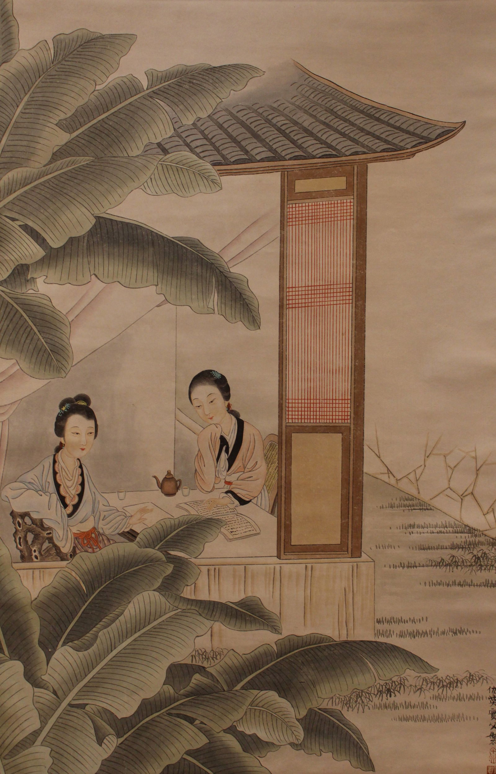 A Chinese Lady-portrait Detailed Fortune Scroll: A Chinese Lady-portrait Detailed Fortune Scroll . Length: 51 (inch). Width: 25 (inch).