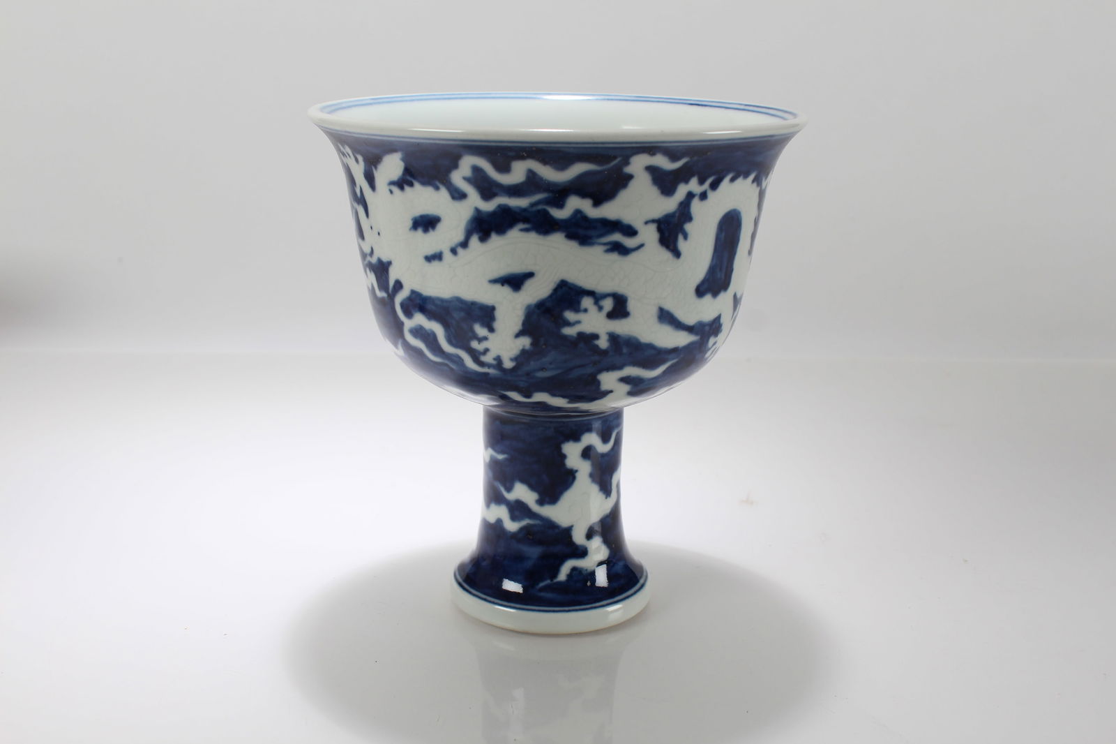 A Chinese Blue and White Porcelain Phoenix-fortune Tall-end Cup (1 of 5)