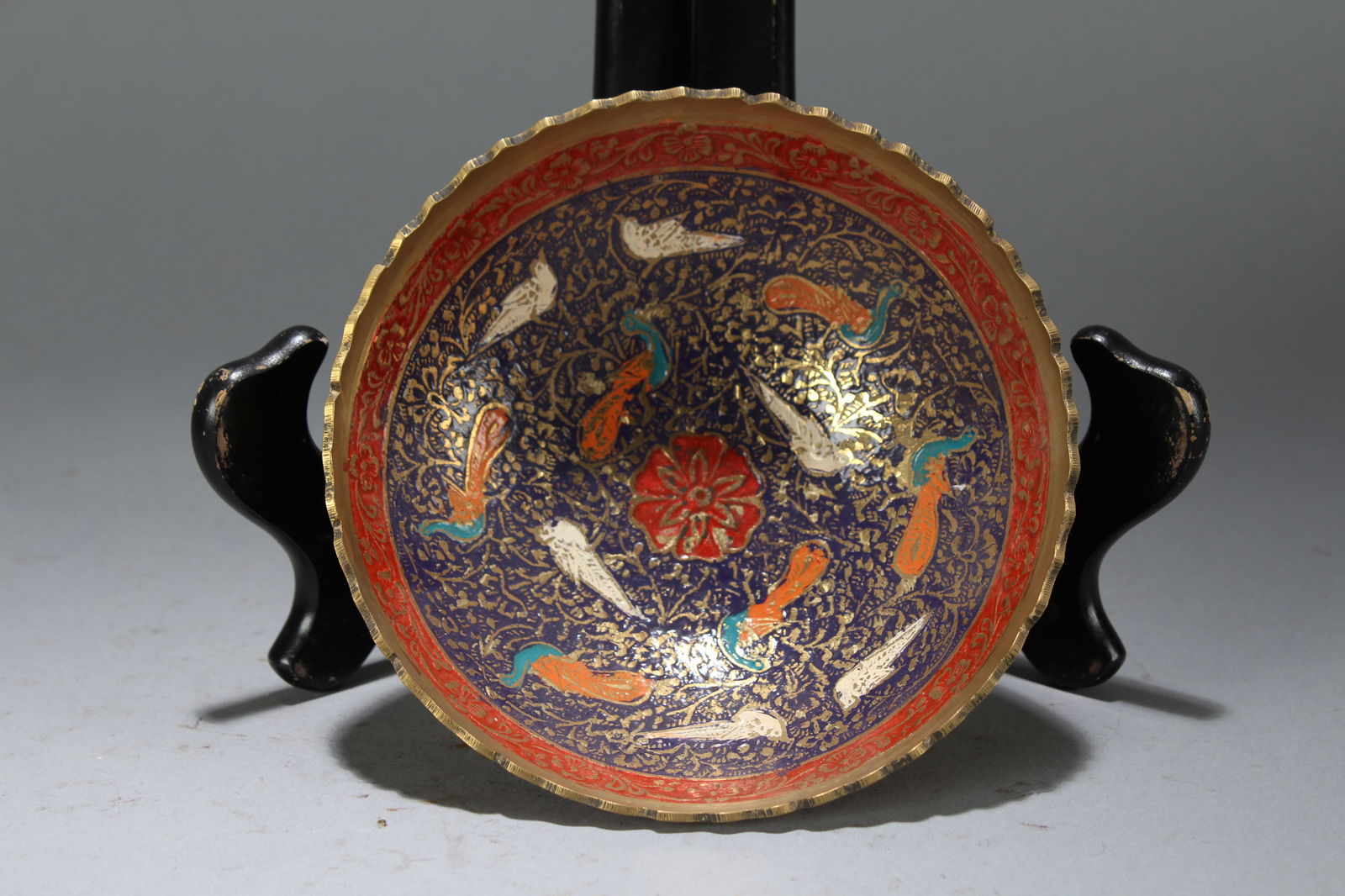A Chinese Religious Fortune Plate: A Chinese Religious Fortune Plate. Height : 2.25 (inch). Width : 5.6 (inch). Length : 5.6 (inch).