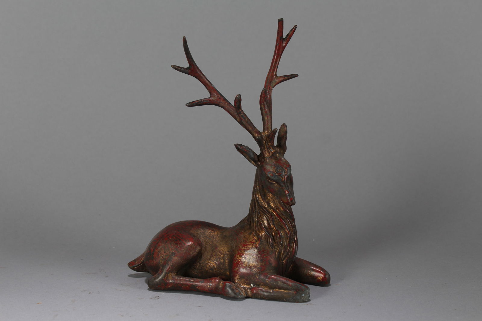 A Chinese Vividly-detailed Deer-portrait Fortune Statue: A Chinese Vividly-detailed Deer-portrait Fortune Statue. Height : 7.25 (inch). Width : 6 (inch). Length : 2 (inch).