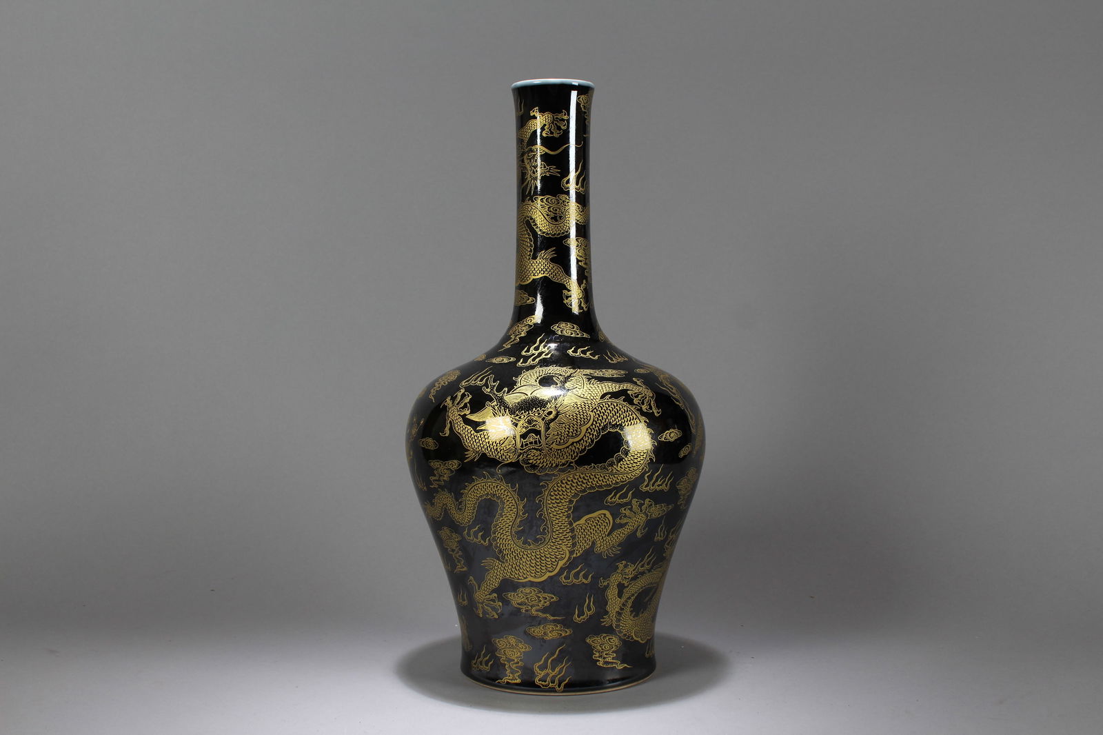 A Chinese Dragon-decorating Blue-coding Porcelain Vase: A Chinese Dragon-decorating Blue-coding Porcelain Vase. Height: 16.5 (inch). Opening Diameter: 8 (inch)