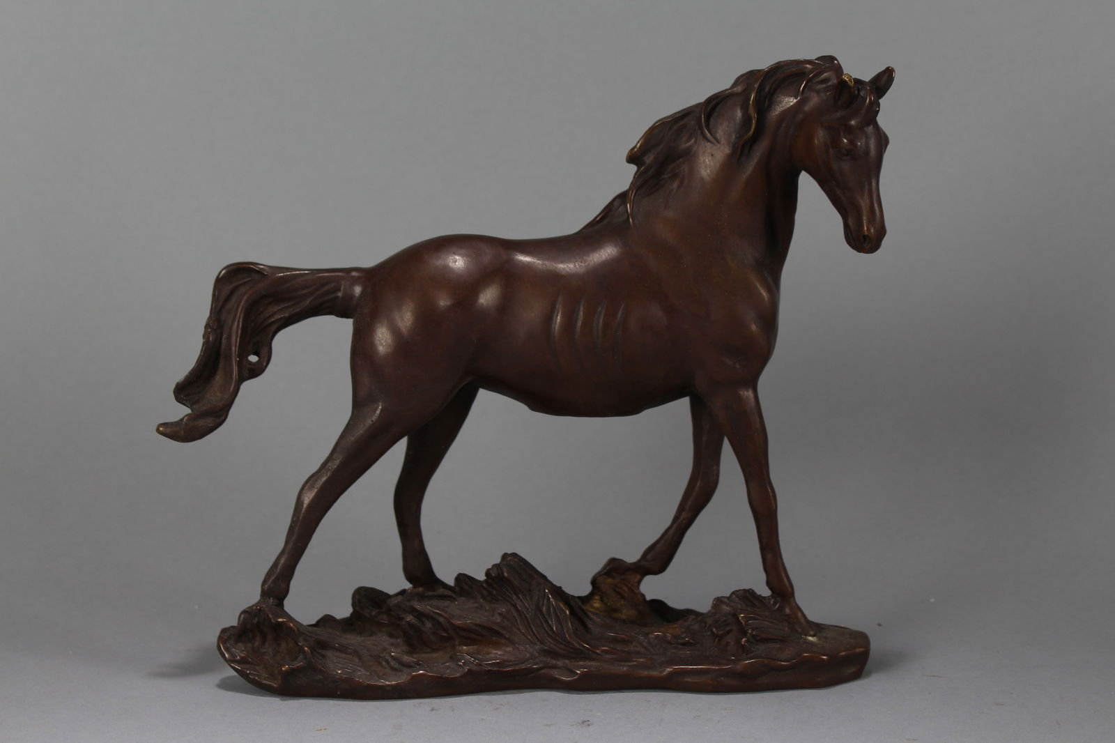 A Chinese Religious Fortune Horse-portrait Statue: A Chinese Religious Fortune Horse-portrait Statue. Height : 8 (inch). Width : 9.5 (inch). Length : 2 (inch).