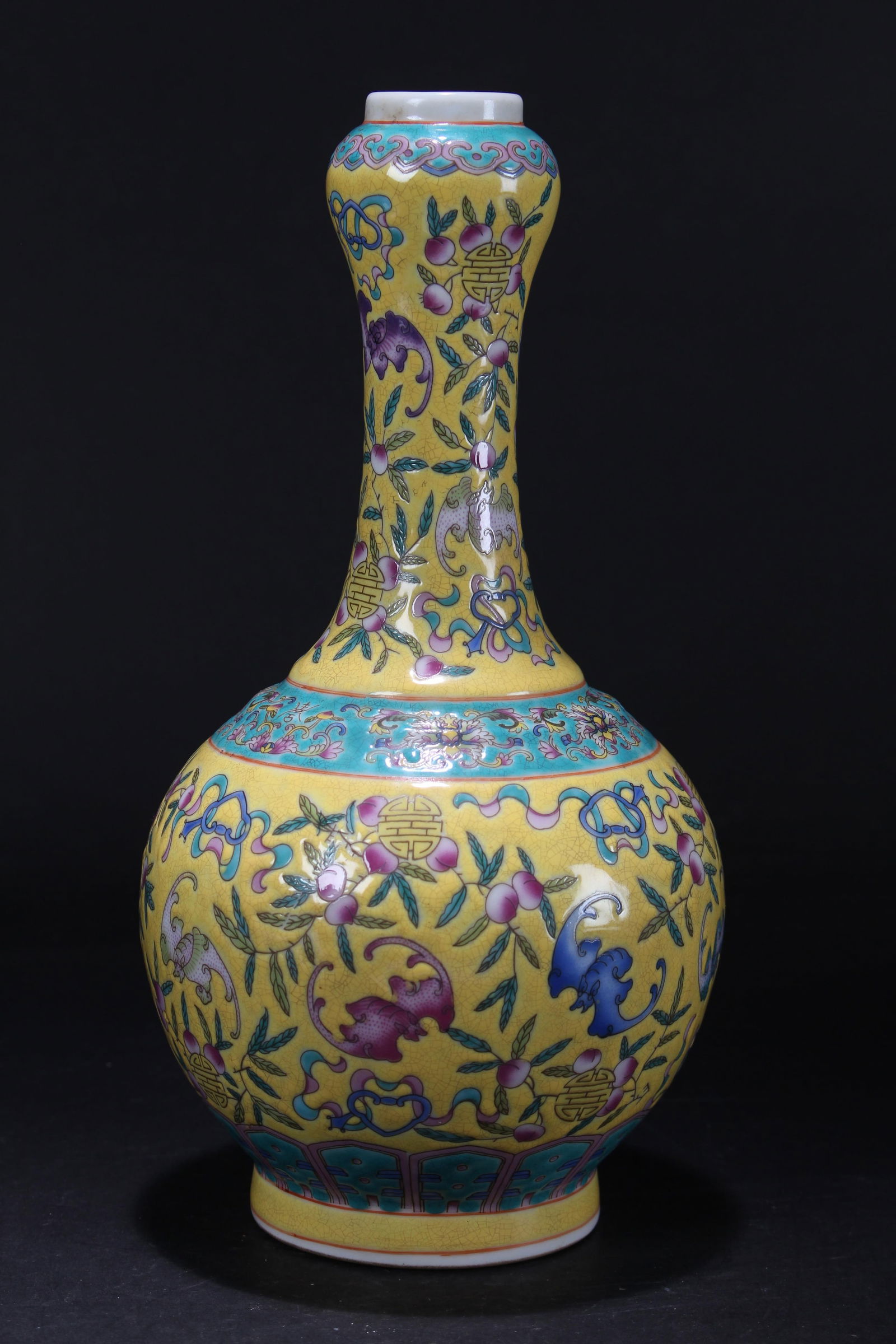 A Chinese Royal-framing Longlife-symbol Porcelain Fortune Vase: A Chinese Royal-framing Longlife-symbol Porcelain Fortune Vase . Height: 10.25 (inch).