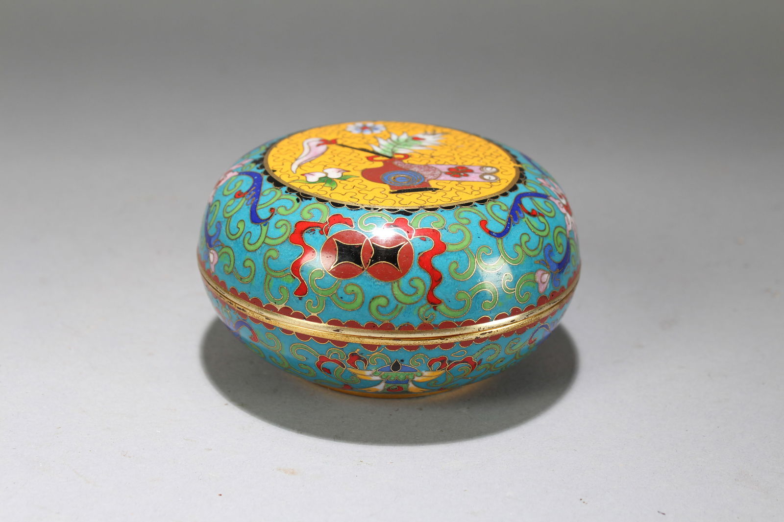 A Chinese Lidded Bat-framing Cloisonne Fortune Box (1 of 7)