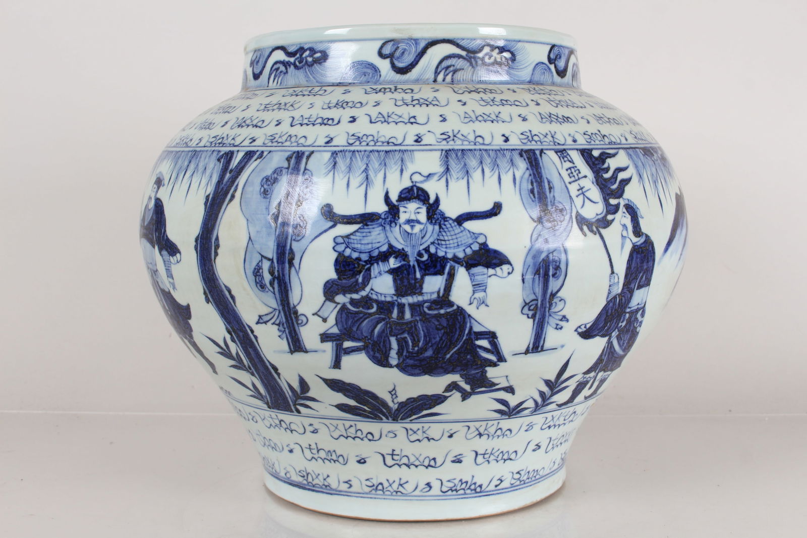 A Chinese Blue and White Story-telling Porcelain Fortune Vase: A Chinese Blue and White Story-telling Porcelain Fortune Vase . Height: 11 (inch).