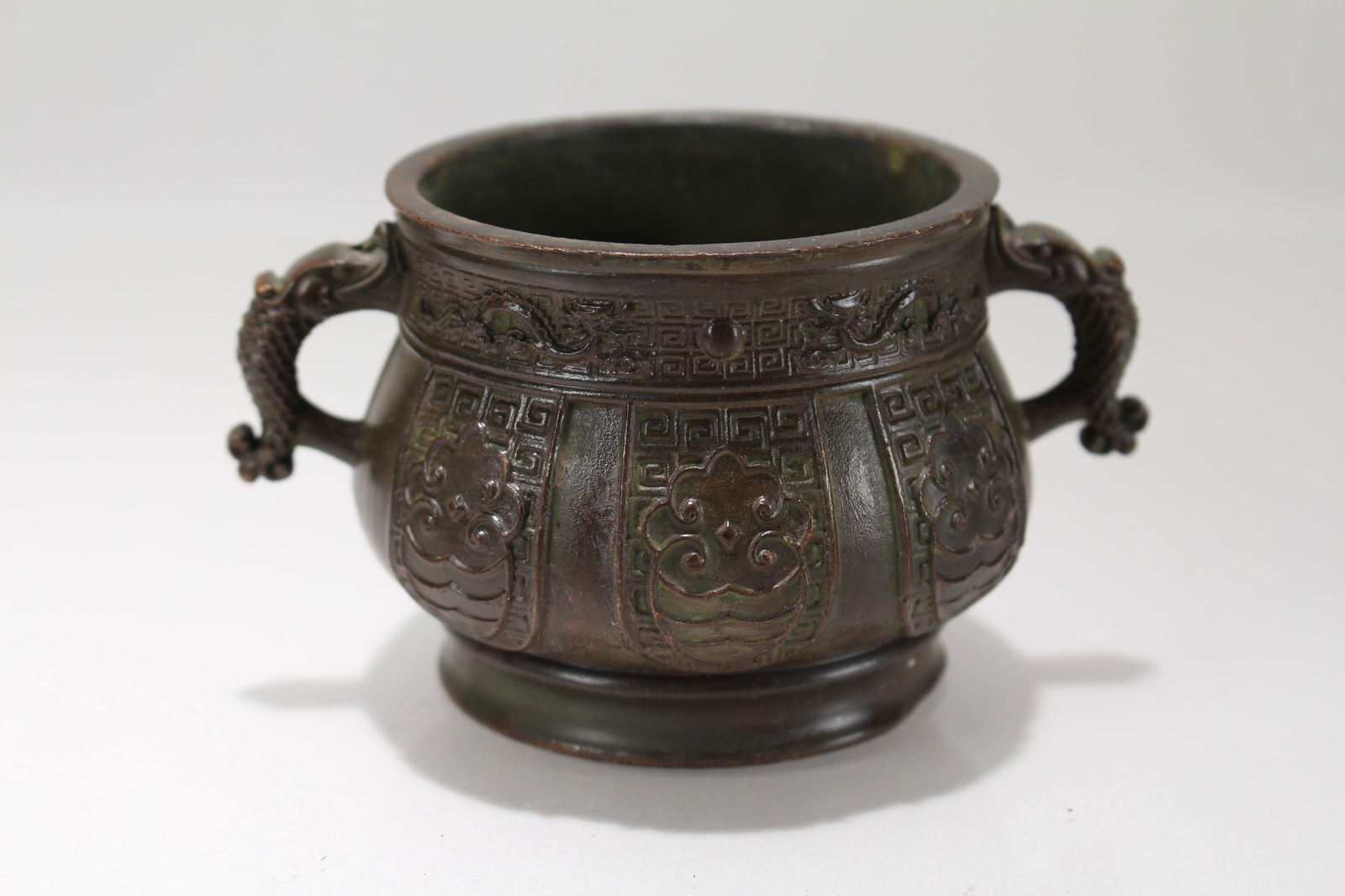 A Chinese Duo-handled Fortune Censer: A Chinese Duo-handled Fortune Censer . Height: 2.25 (inch). Opening Diamater: 2.5 (inch).