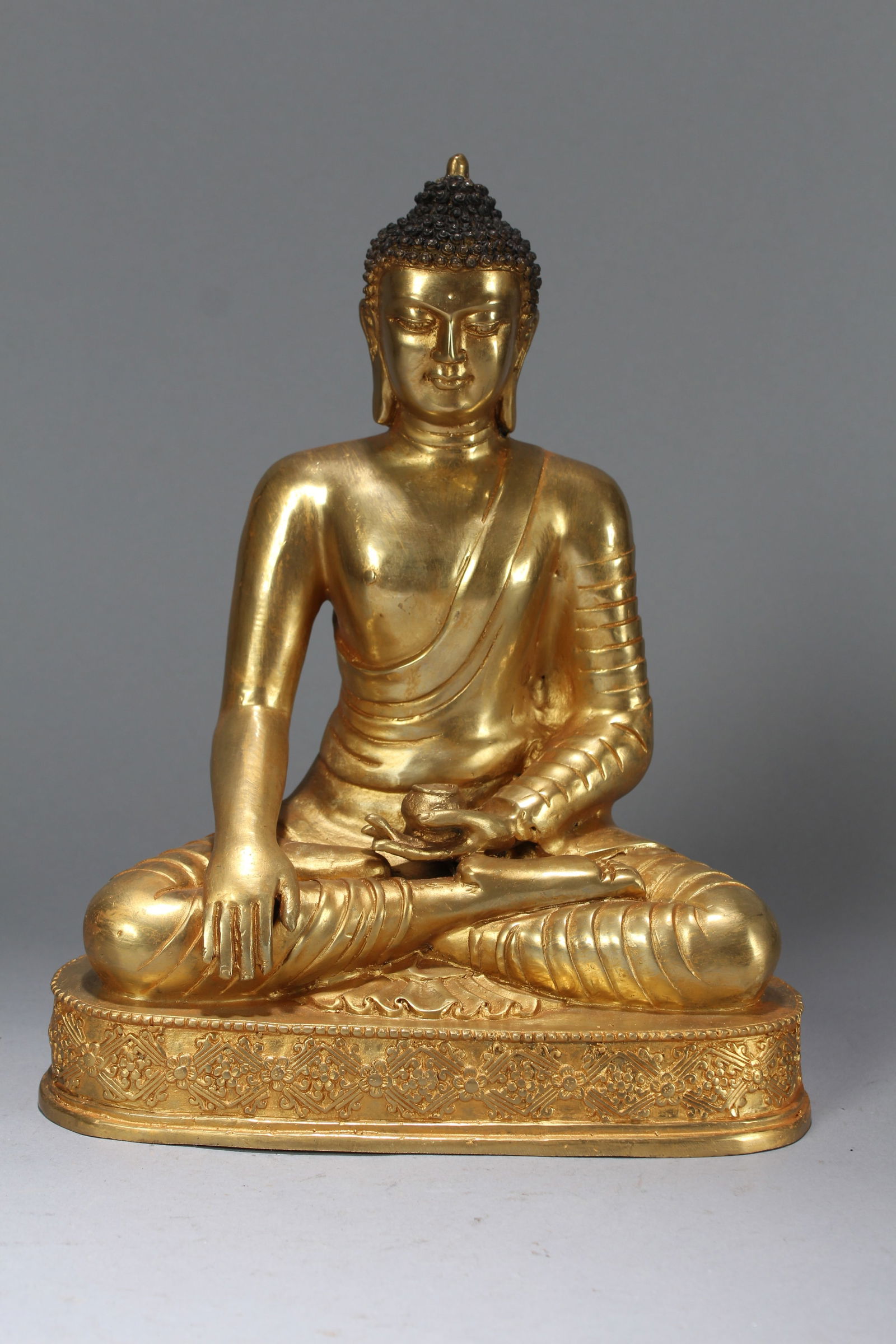 A Chinese Vividly-detailed Pondering-pose Religious Fortune Buddha Statue: A Chinese Vividly-detailed Pondering-pose Religious Fortune Buddha Statue. Height: 10.75 (inch). Length: 8.25 (inch). Width: 5.5 (inch).