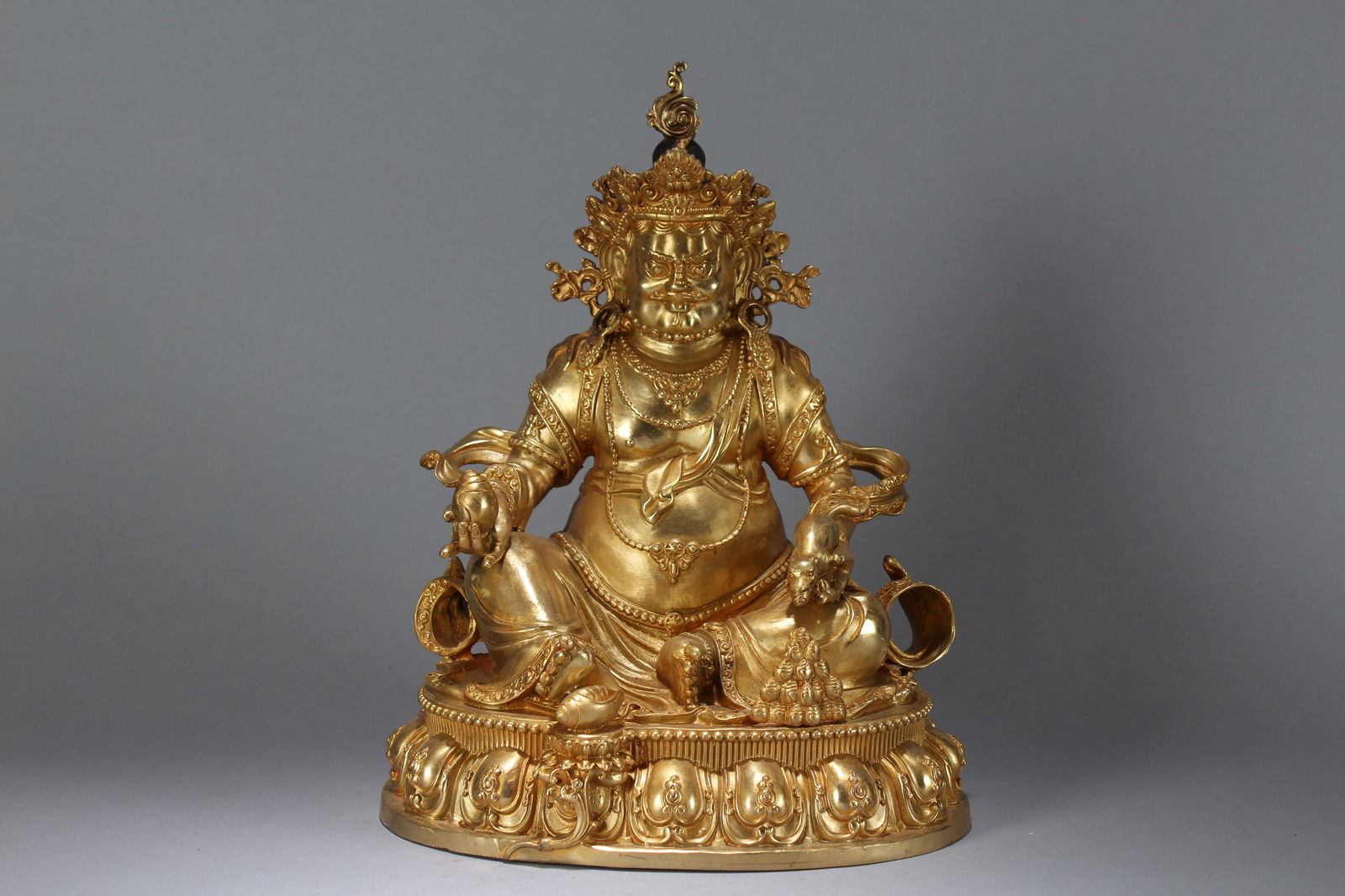 A Chinese Vividly-detailed Religious Gilt Buddha Statue: A Chinese Vividly-detailed Religious Gilt Buddha Statue. Height : 12.5 (inch). Width : 10 (inch). Length : 8 (inch).