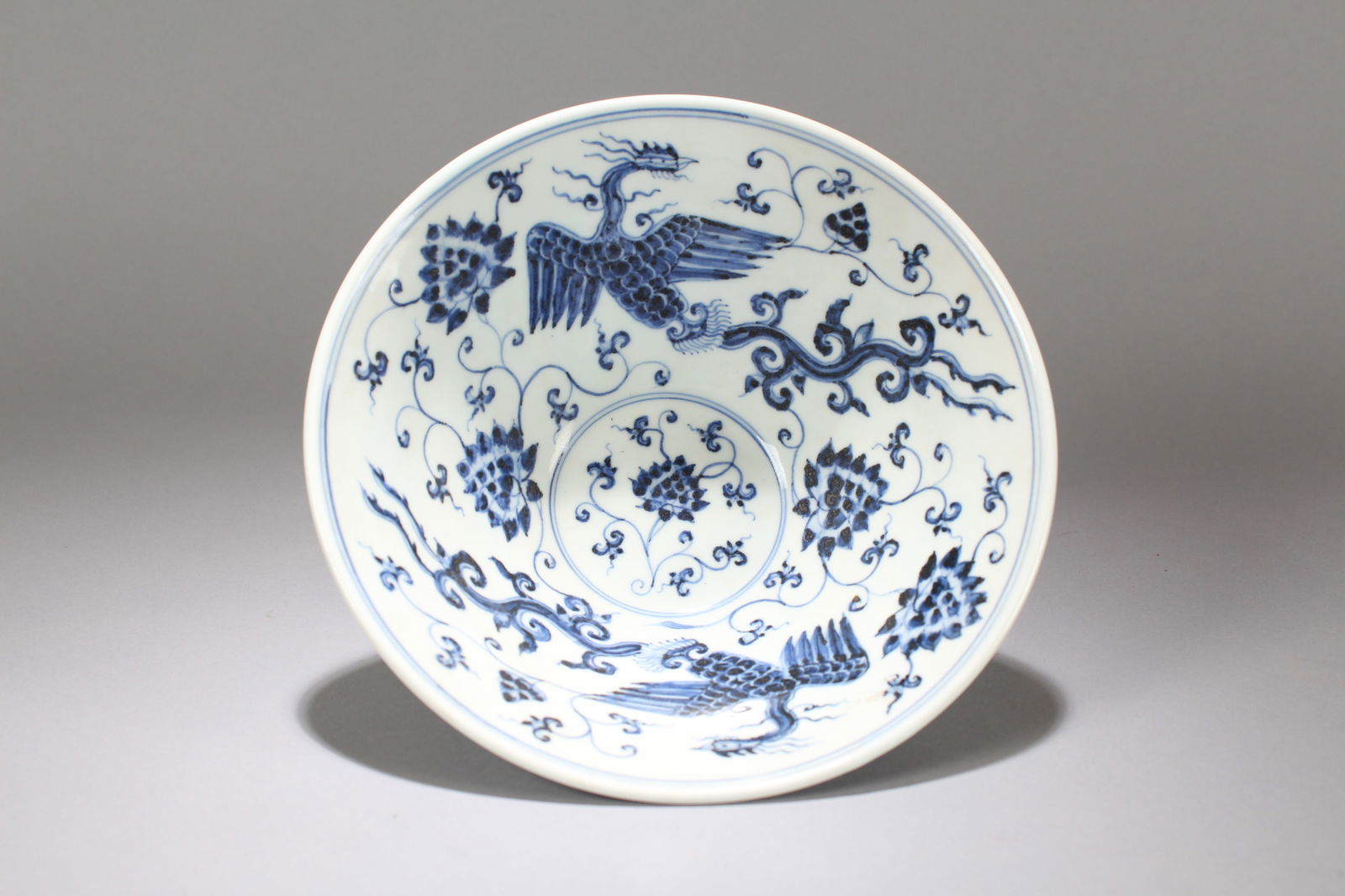 A Chinese Blue-and-white Phoenix-decorating Porcelain Fortune Plate (1 of 6)