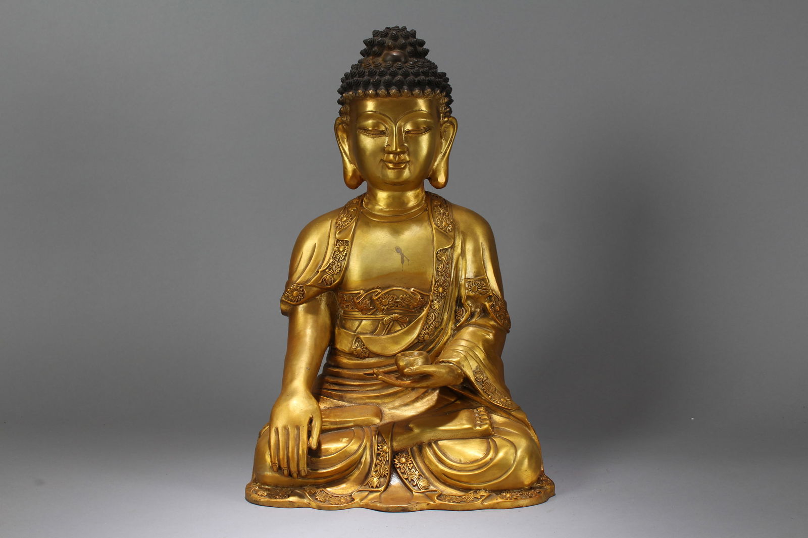 A Chinese Vividly-detailed Religious Massive Gilt Buddha Statue (1 of 7)