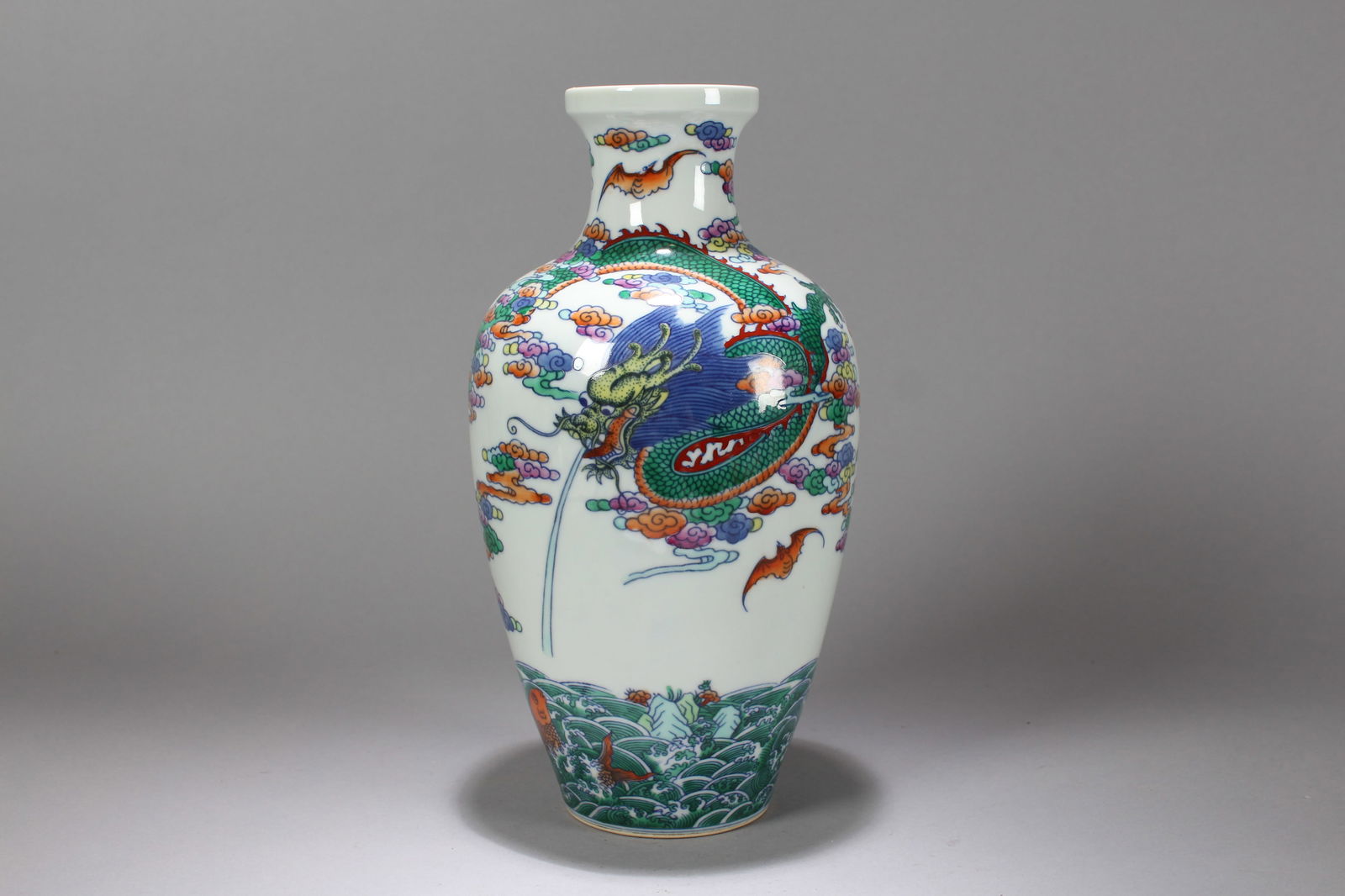 A Chinese Dragon-decorating Religious Porcelain Fortune Vase: A Chinese Dragon-decorating Religious Porcelain Fortune Vase. Height: 12.25 (inch). Width: 6 (inch).