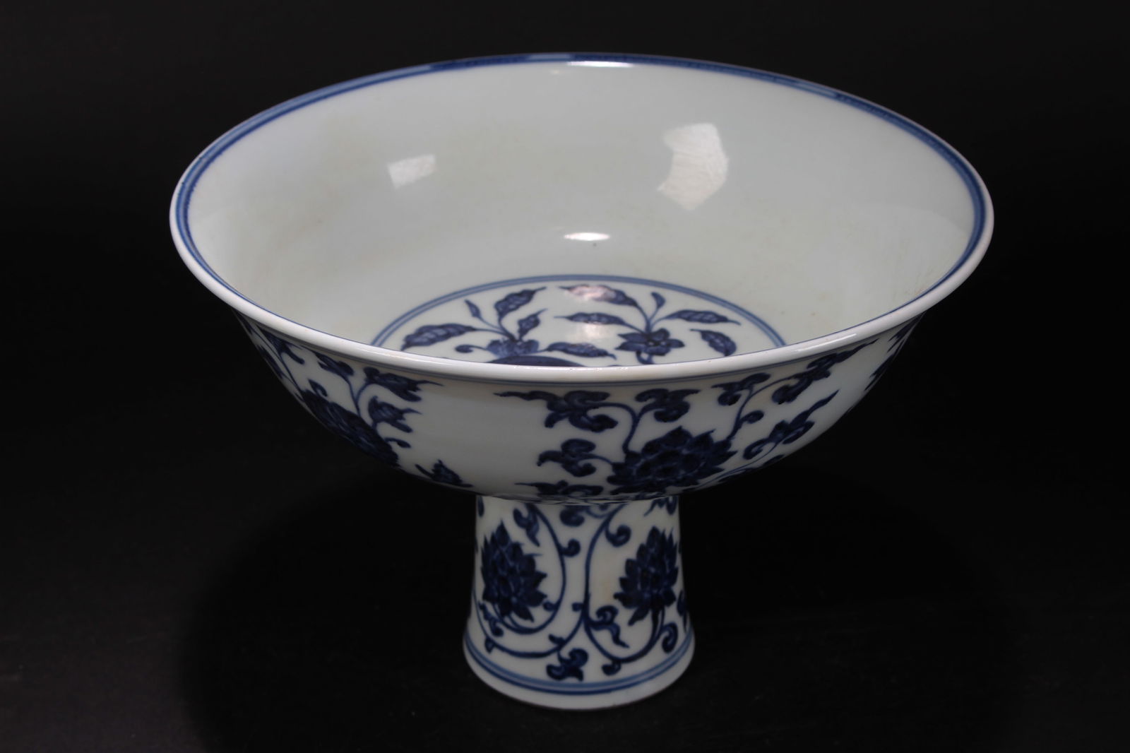 A Chinese Tall-end Blue and White Porcelain Fortune Bowl: A Chinese Tall-end Blue and White Porcelain Fortune Bowl. Height: 6.5 (inch). Opening Diameter: 9.5 (inch).