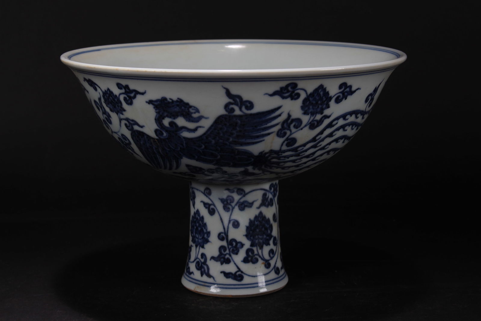 A Chinese Tall-end Blue and White Porcelain Fortune Bowl: A Chinese Tall-end Blue and White Porcelain Fortune Bowl. Height: 6.5 (inch). Opening Diameter: 9.5 (inch).