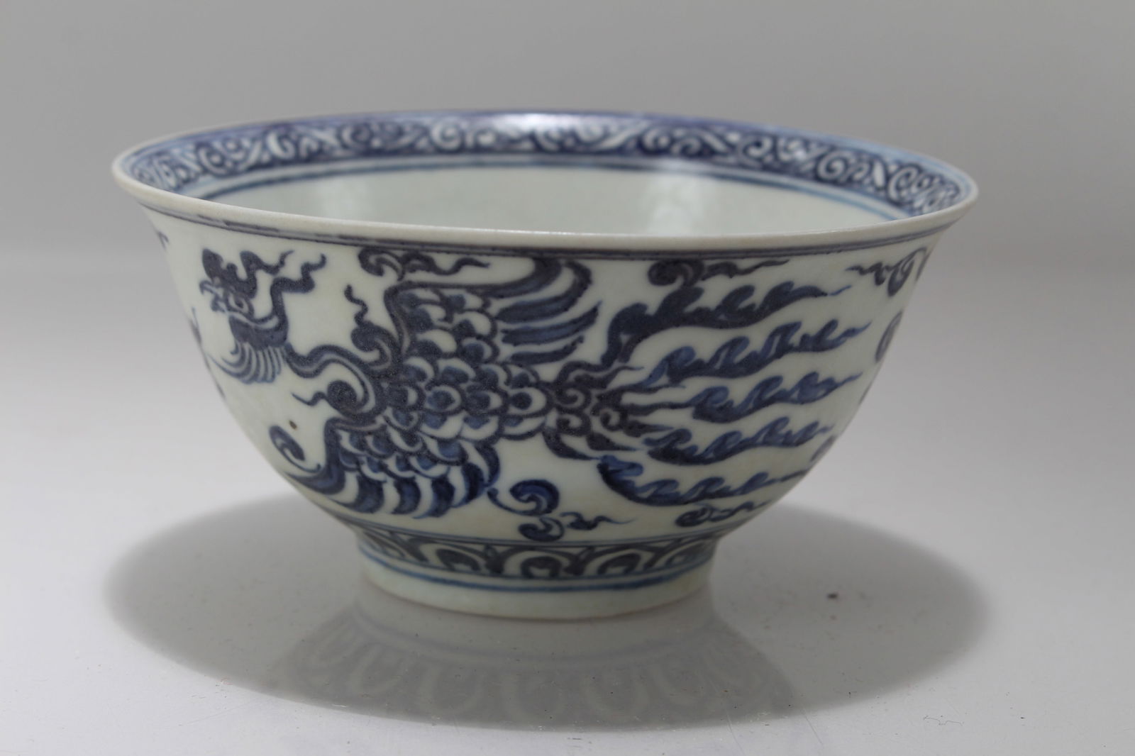 A Chinese Blue and White Porcelain Phoenix-fortune Bowl (1 of 3)