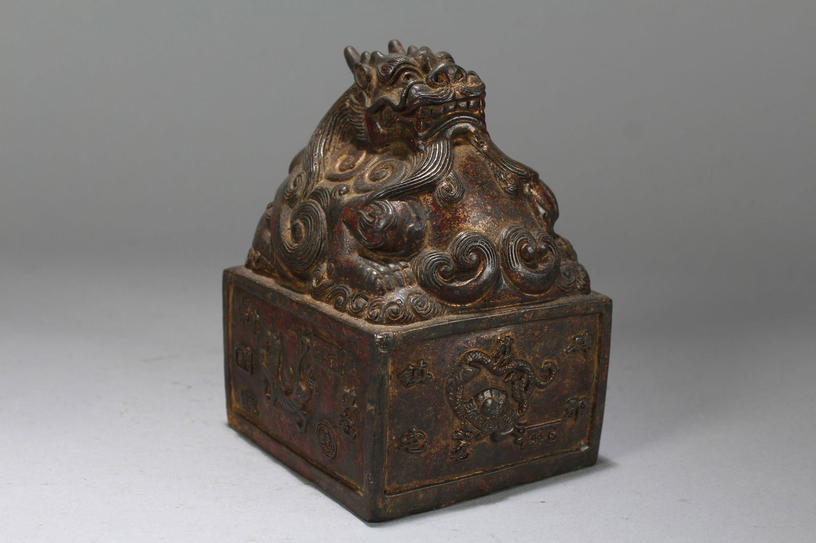A Chinese Myth-beast Religious Fortune Statue: A Chinese Myth-beast Religious Fortune Statue. Height: 5.75 (inch). Length: 4 (inch). Width: 4 (inch).