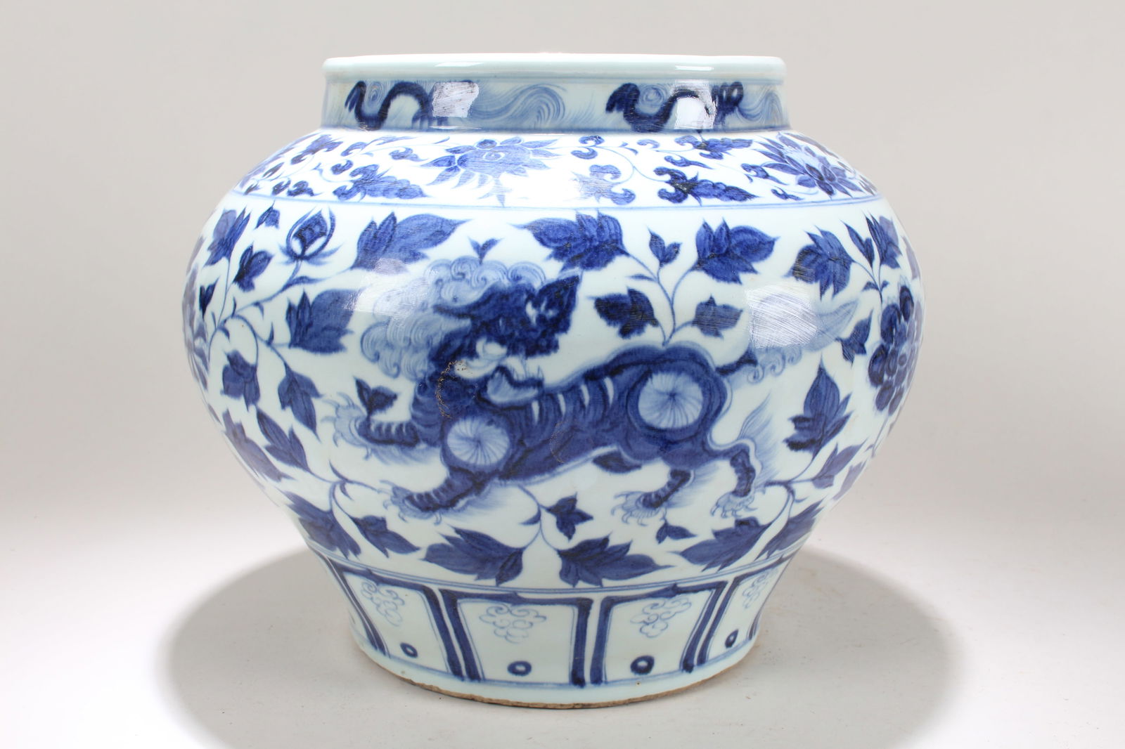 A Chinese Blue and White Myth-beast Fortune Porcelain Vase: A Chinese Blue and White Myth-beast Fortune Porcelain Vase . Height: 11 (inch).