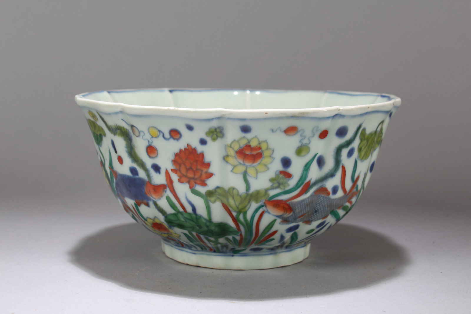A Chinese Aqua-theme Porcelain Fortune Bowl: A Chinese Aqua-theme Porcelain Fortune Bowl. Height: 4.5 (inch). Opening Diameter: 9 (inch).
