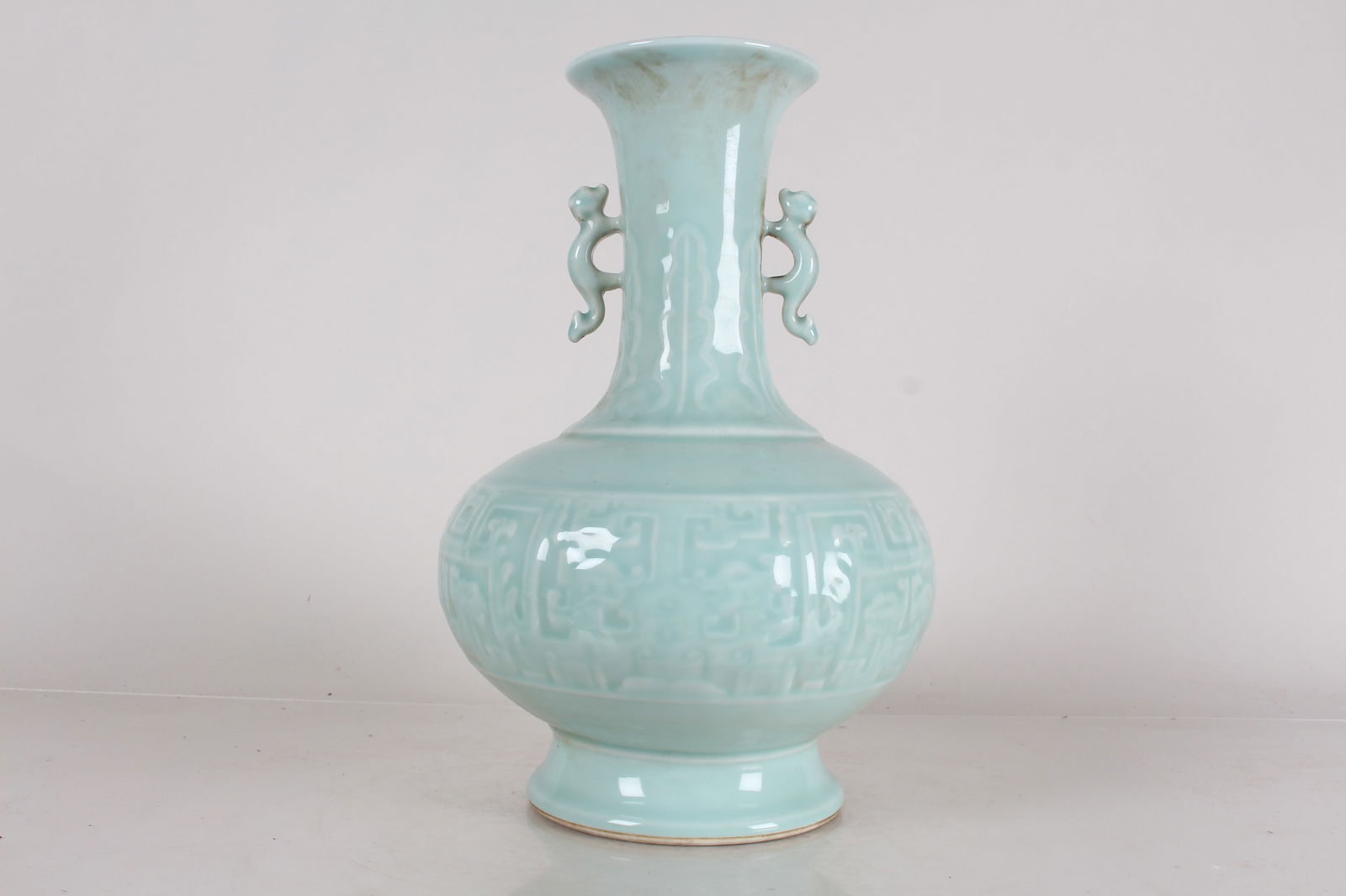A Chinese Duo-handled Longquan Ancient-framing Porcelain Fortune Vase (1 of 6)