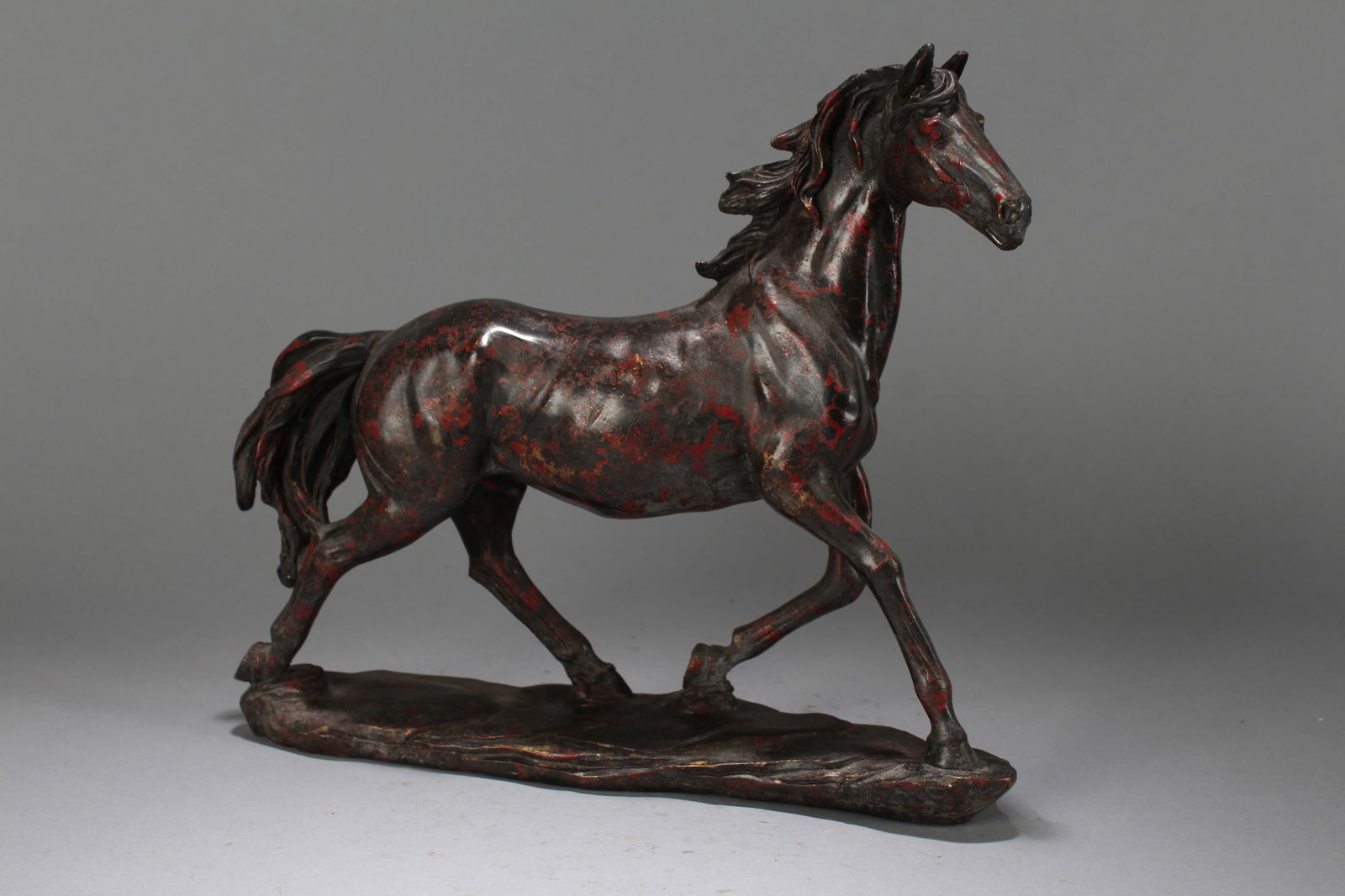 A Chinese Massive Religious Horse-portrait Statue: A Chinese Massive Religious Horse-portrait Statue. Height : 10.75 (inch). Width : 9.5 (inch). Length : 3 (inch).