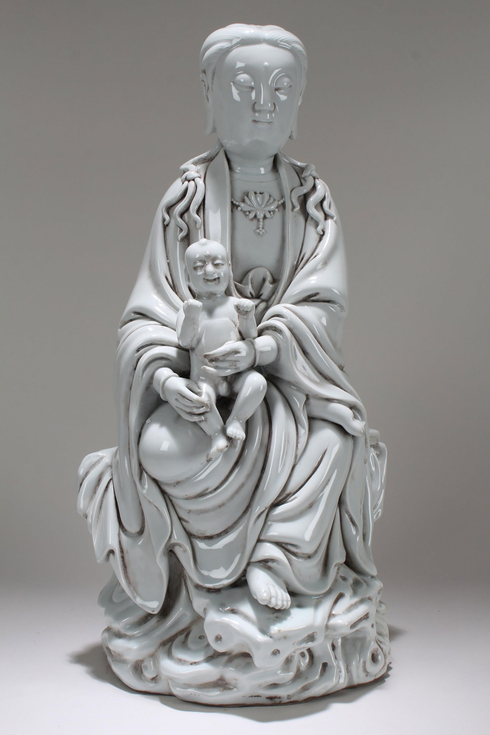 A Chinese Religious De Blac Porcelain Statue: A Chinese Religious De Blac Porcelain Statue . Height: 17.75 (inch).