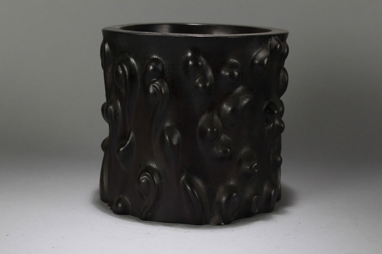 A Chinese Vividly-detailed Massive Wooden Brush Pot (1 of 6)