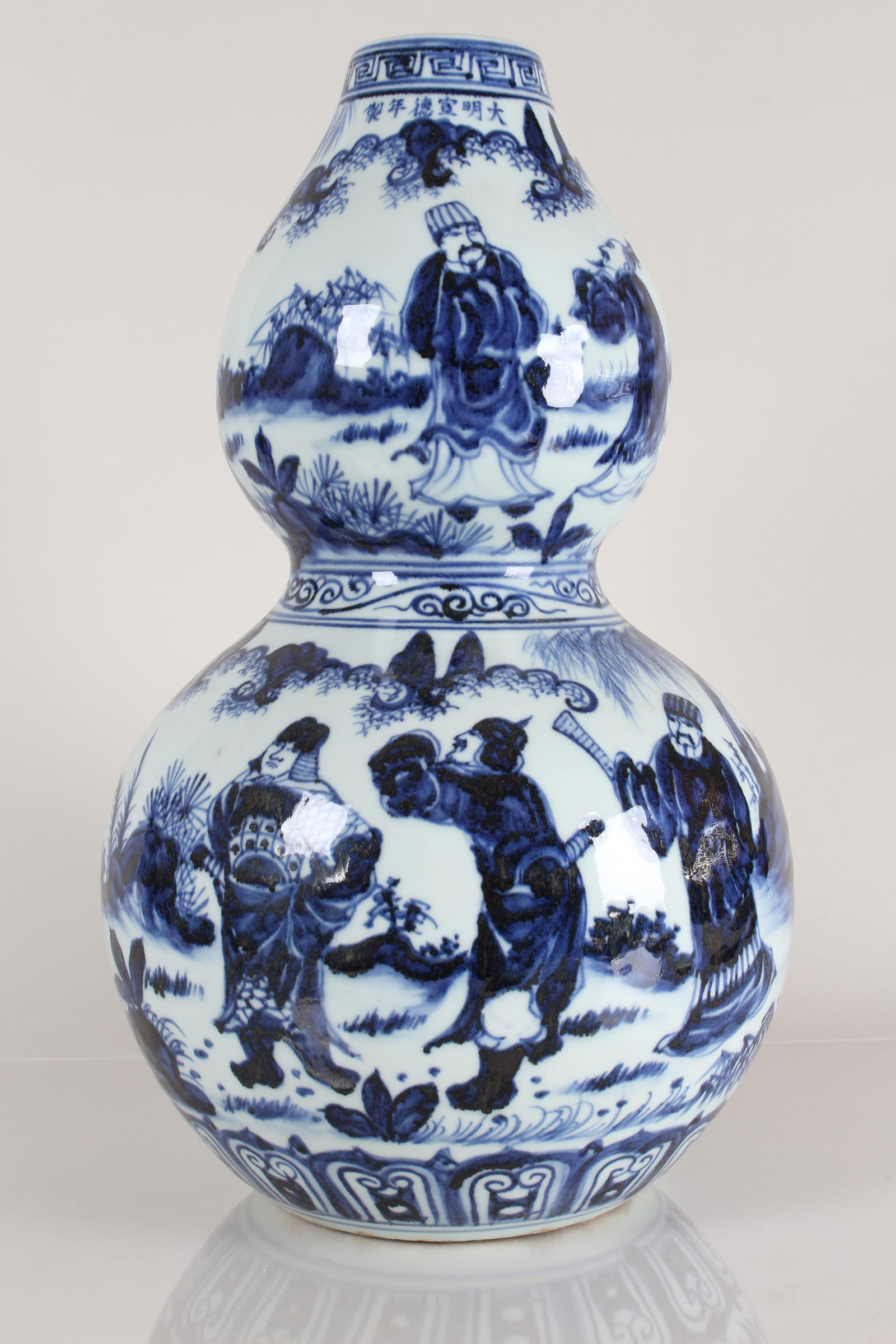 A Chinese Detailed Blue and White Story-telling Fortune Porcelain Vase: A Chinese Detailed Blue and White Story-telling Fortune Porcelain Vase. Height: 18 (inch).