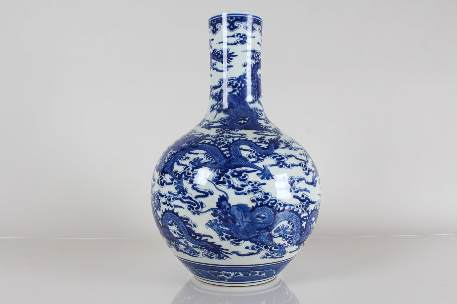 A Chinese Vividly-detailed Blue and White Porcelain Fortune Vase: A Chinese Vividly-detailed Blue and White Porcelain Fortune Vase . Height: 15 (inch).