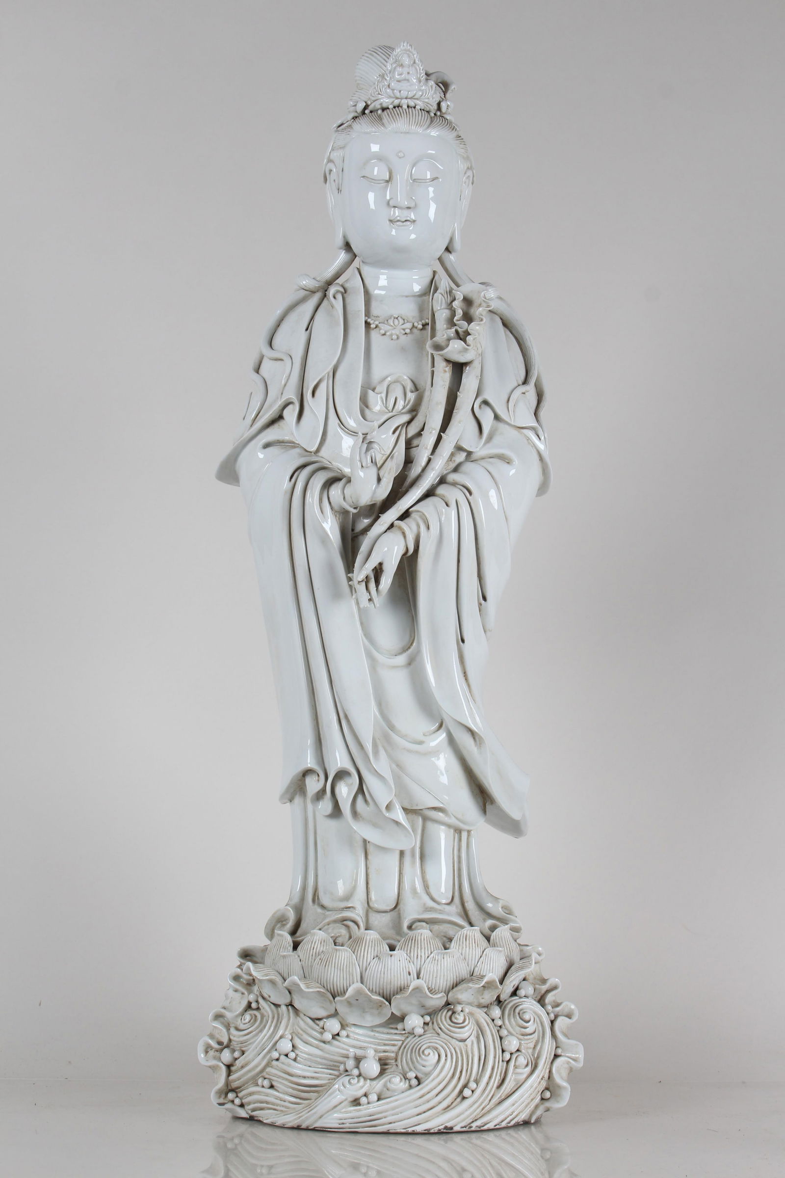 A Chinese Massive Religious De Blac Porcelain Fortune Statue: A Chinese Massive Religious De Blac Porcelain Fortune Statue . Height: 8 (inch).