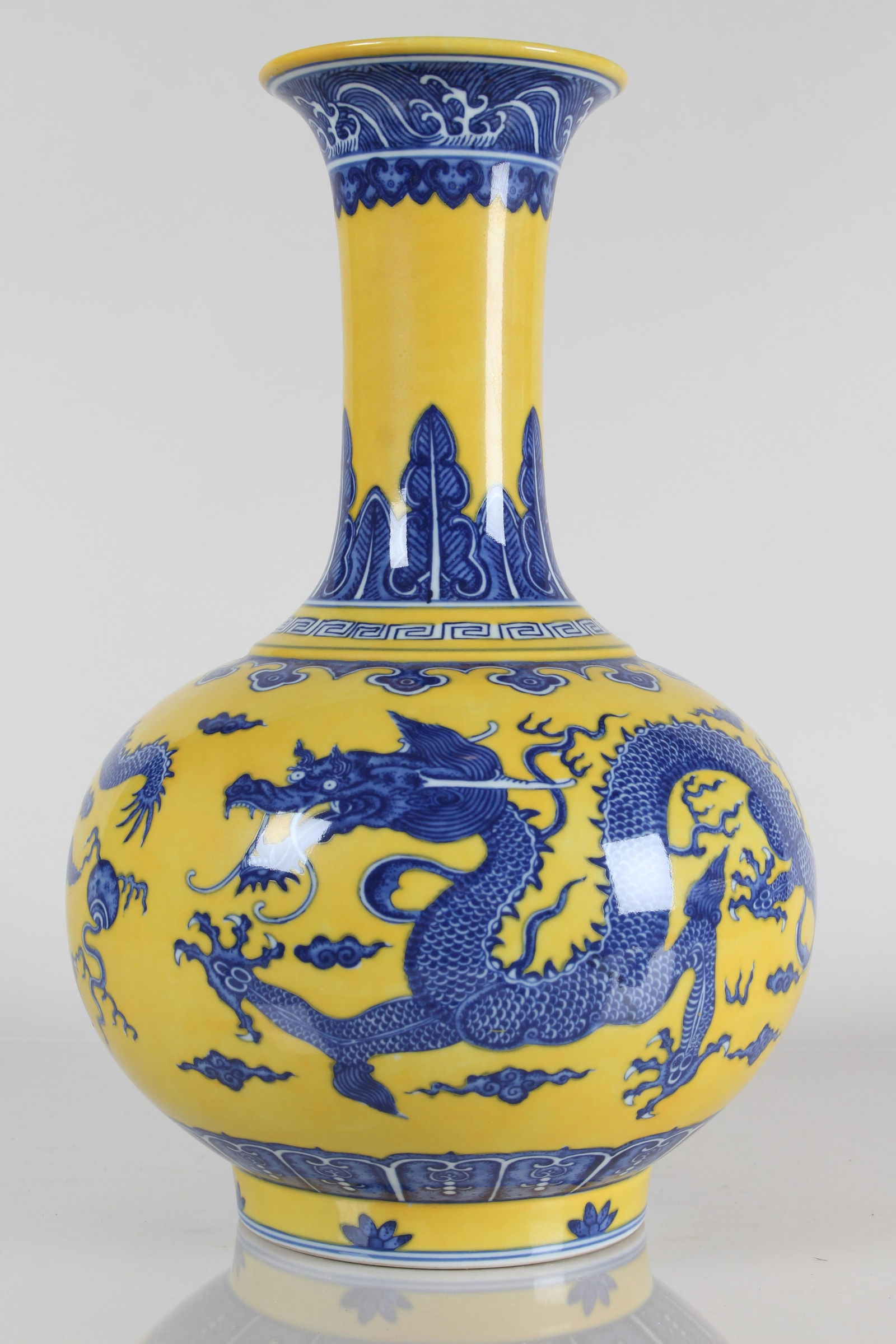 A Chinese Lidded Yellow-coding Porcelain Fortune Vase: A Chinese Lidded Yellow-coding Porcelain Fortune Vase . Height: 14.75 (inch).