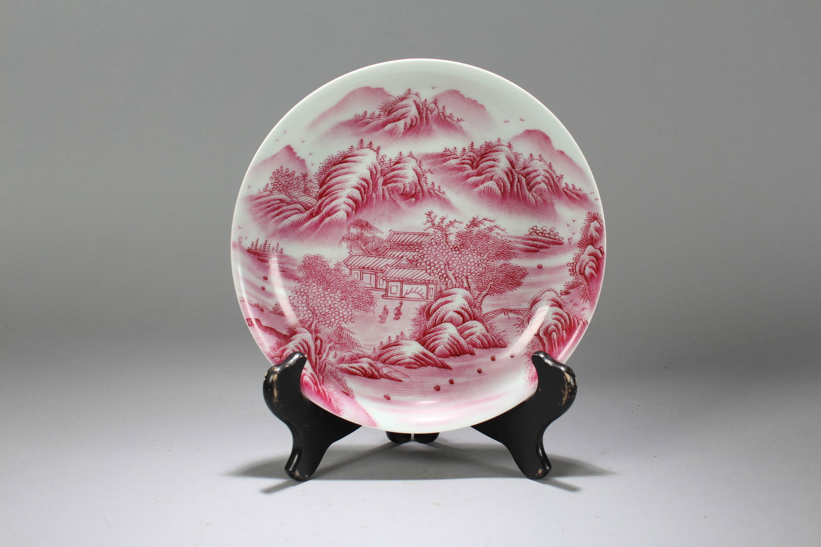 A Chinese Vividly-detailed Pink-coding Porcelain Fortune Plate: A Chinese Vividly-detailed Pink-coding Porcelain Fortune Plate. Height: 1.75 (inch). Opening Diameter: 8.25 (inch).