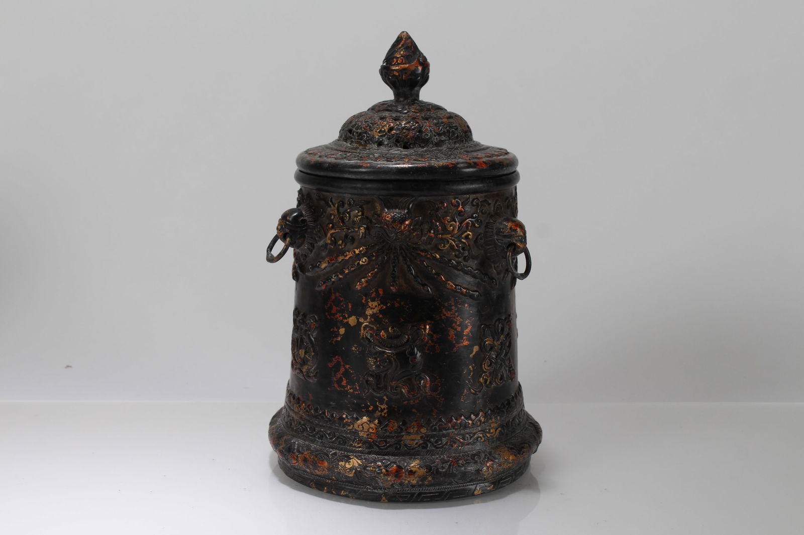 A Chinese Detailed Religious Duo-handling Fortune Censer: A Chinese Detailed Religious Duo-handling Fortune Censer. Height: 10 (inch).