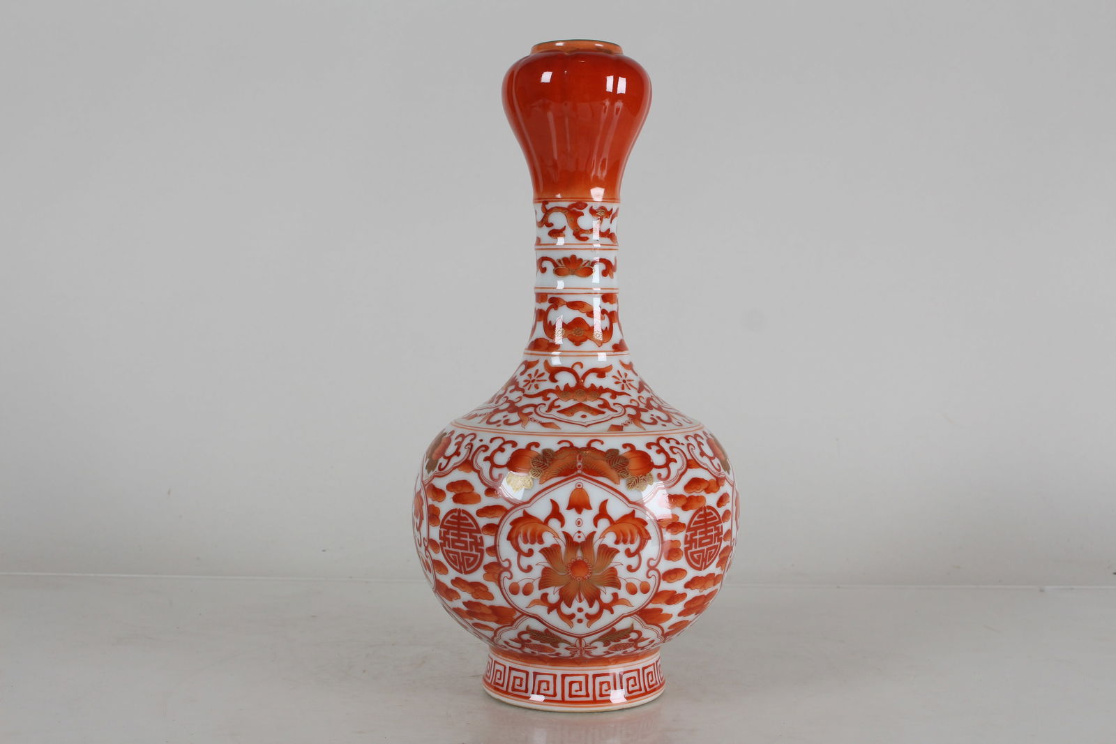 A Chinese Red-coding Ancient-framing Porcelain Fortune Vase: A Chinese Red-coding Ancient-framing Porcelain Fortune Vase . Height: 10.75 (inch).