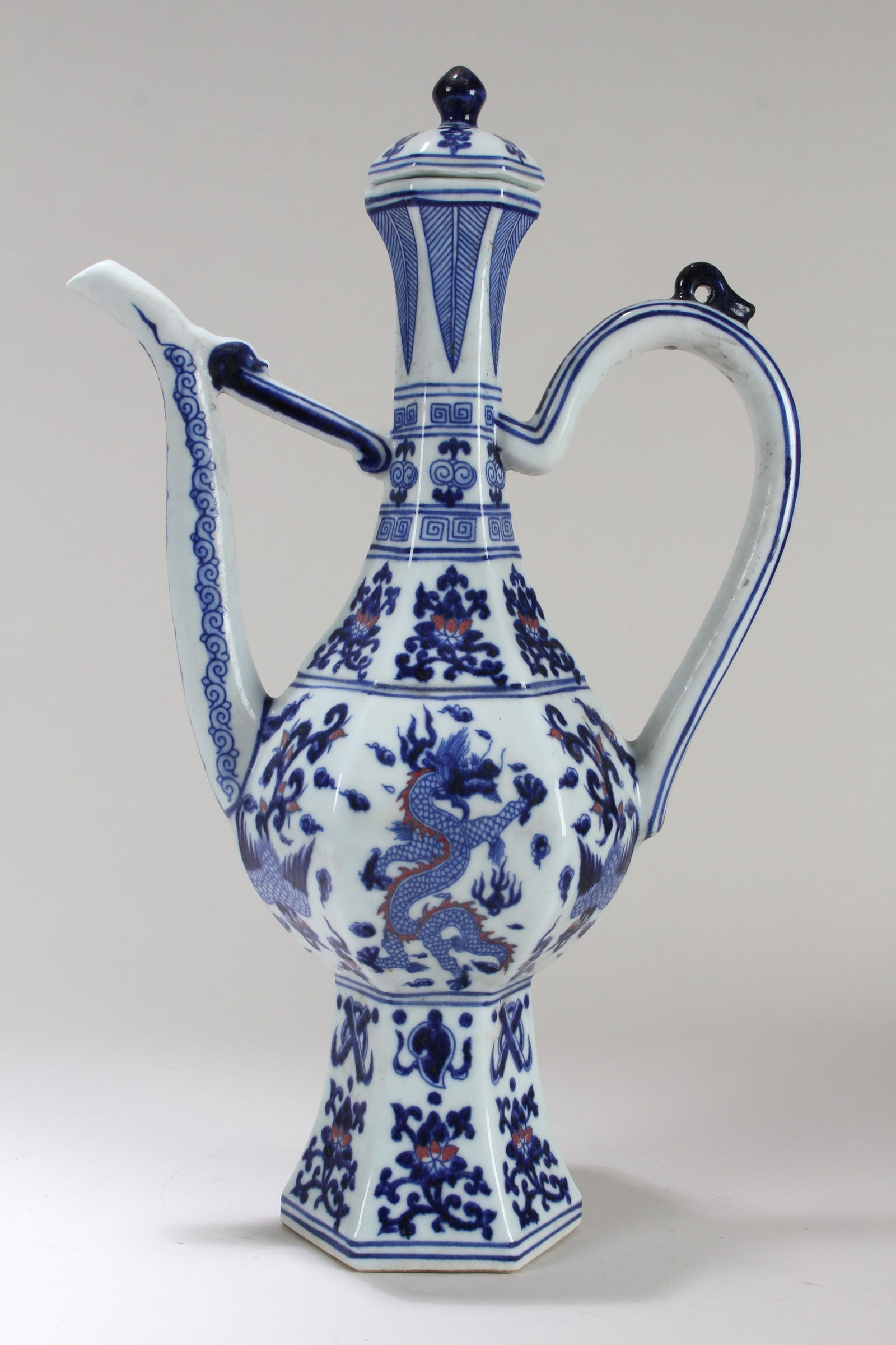 A Chinese Lidded Dragon-decorating Porcelain Fortune Ewer (1 of 4)