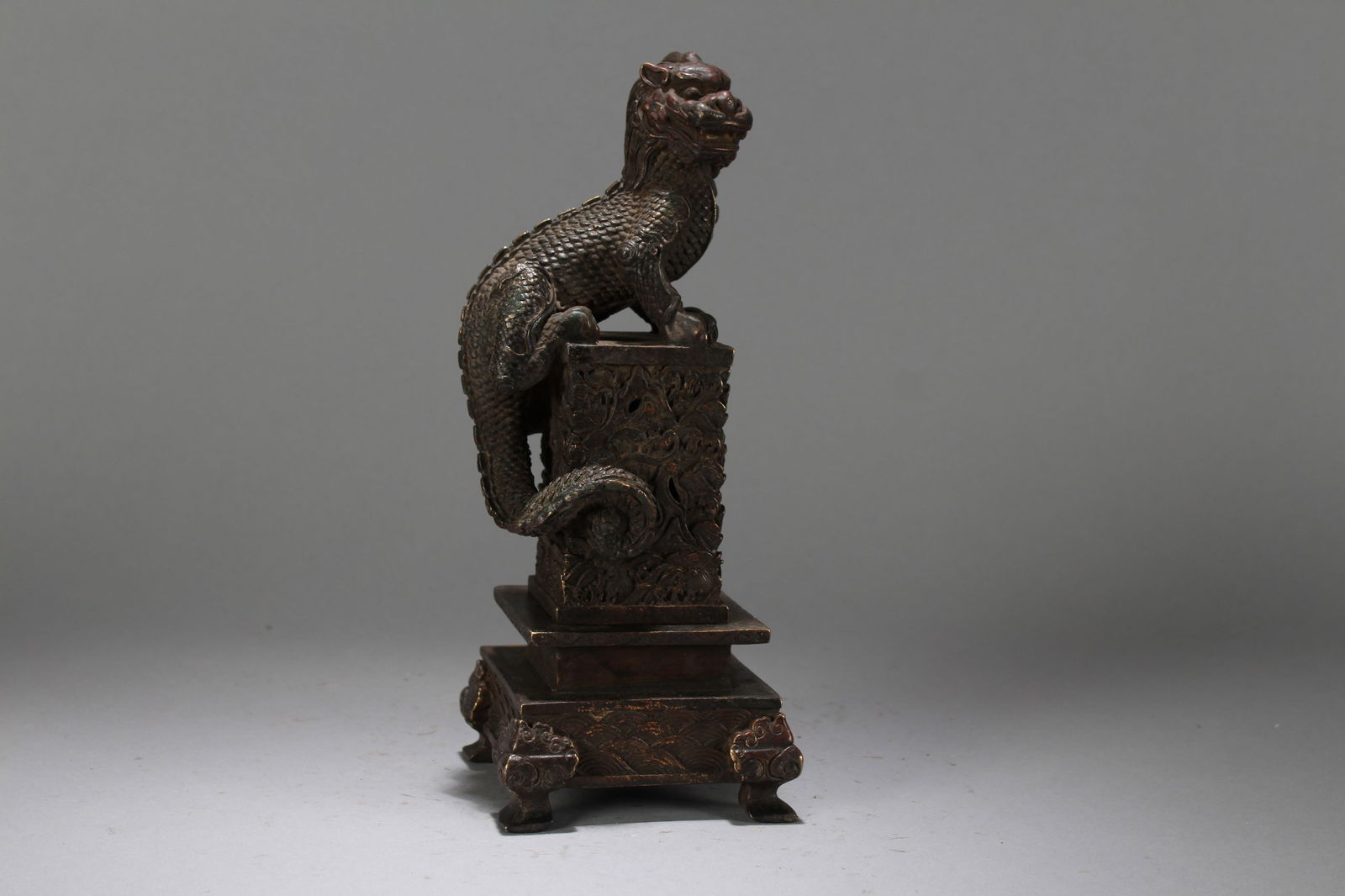 A Chinese Square-based Religious Fortune Statue: A Chinese Square-based Religious Fortune Statue. Height : 10 (inch). Width : 4.1 (inch). Length : 4 (inch).