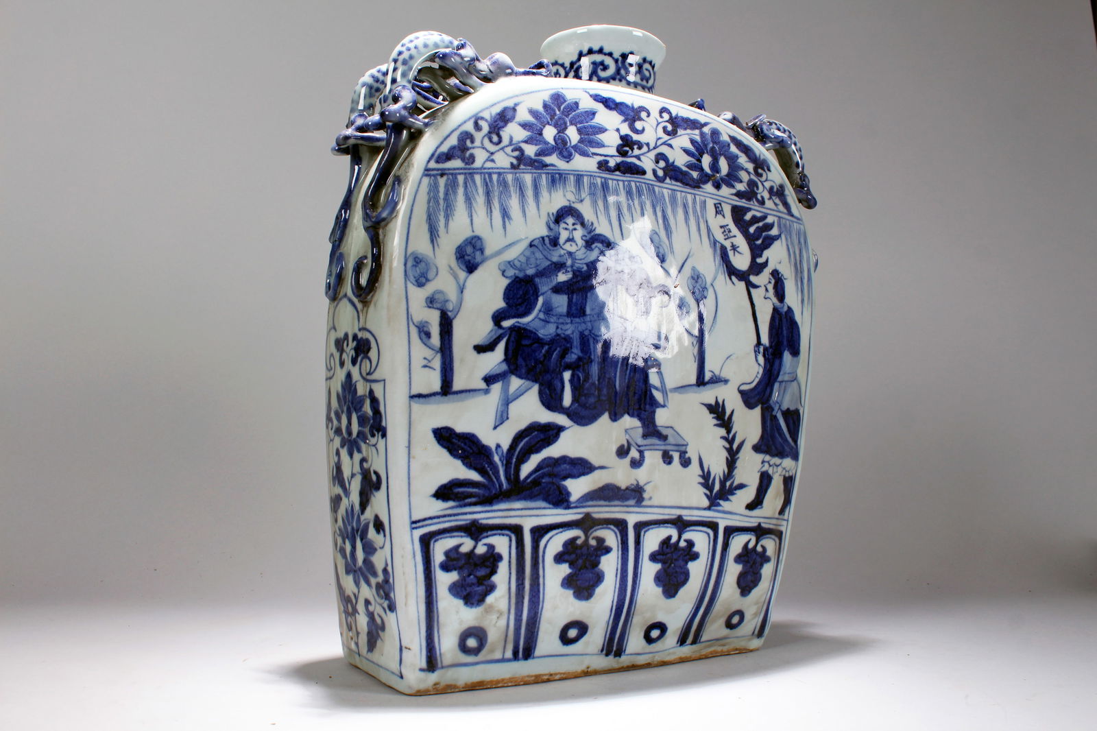 A Chinese Story-telling Blue and White Massive Fortune Porcelain Vase: A Chinese Story-telling Blue and White Massive Fortune Porcelain Vase . Height: 14.5 (inch). Length: 11 (inch). Width: 4 (inch).
