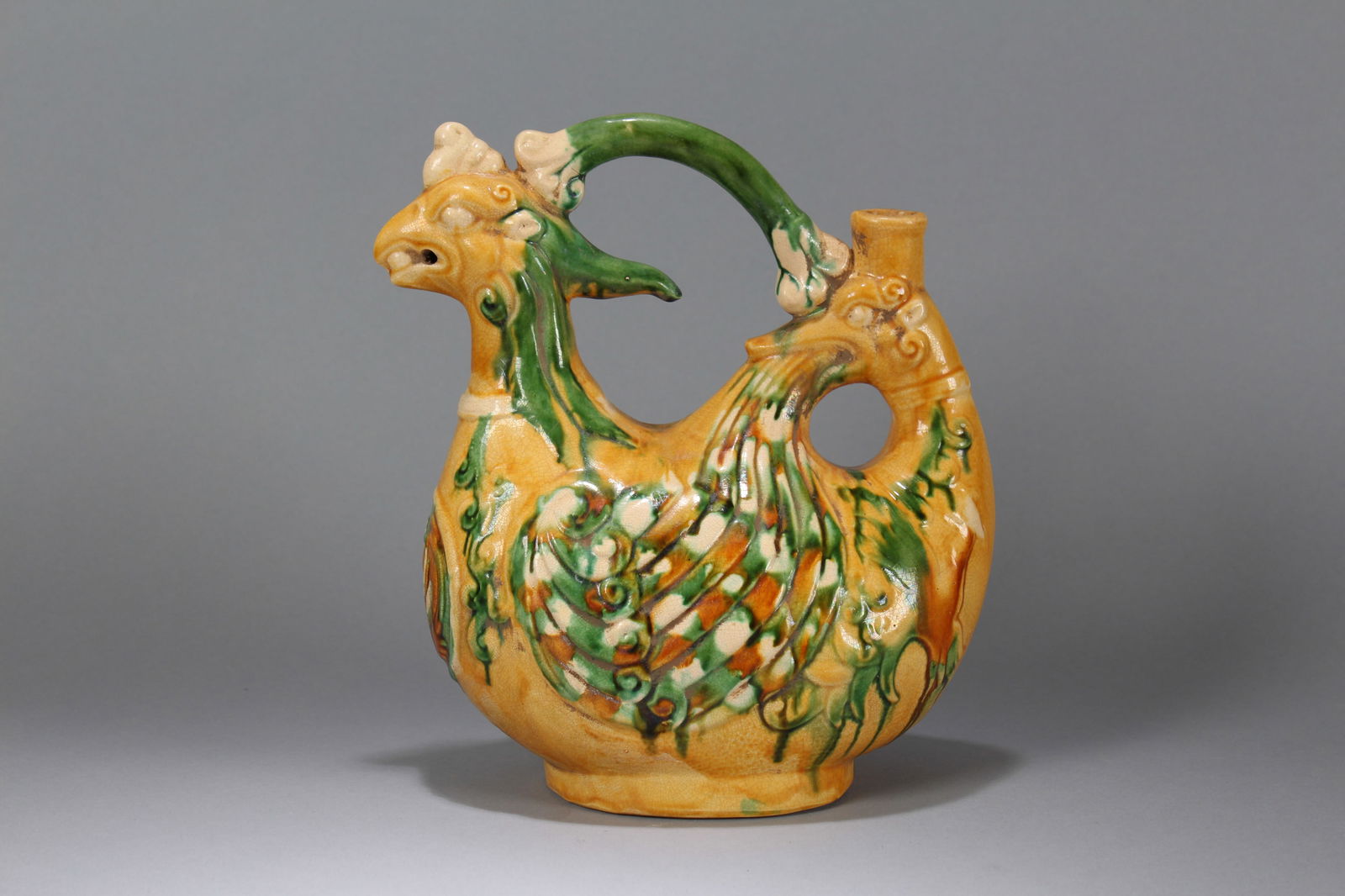 A Chinese Myth-beast Porcelain Fortune Statue Ewer: A Chinese Myth-beast Porcelain Fortune Statue Ewer. Height: 10 (inch). Width: 8 (inch). Length: 5 (inch)