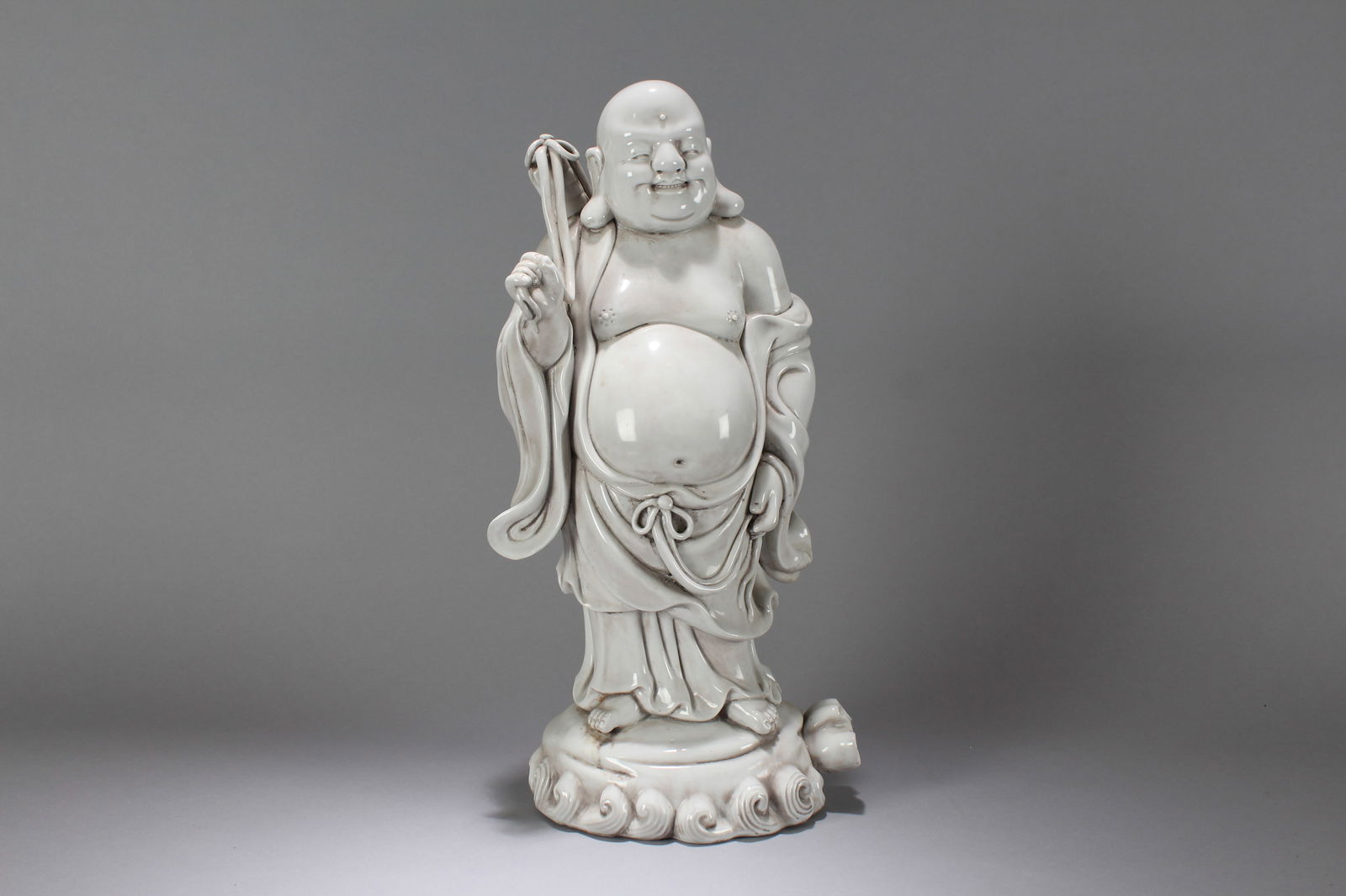 A Chinese Massive Vividly-detailed De Blac Porcelain Happy-Buddha Statue (1 of 6)